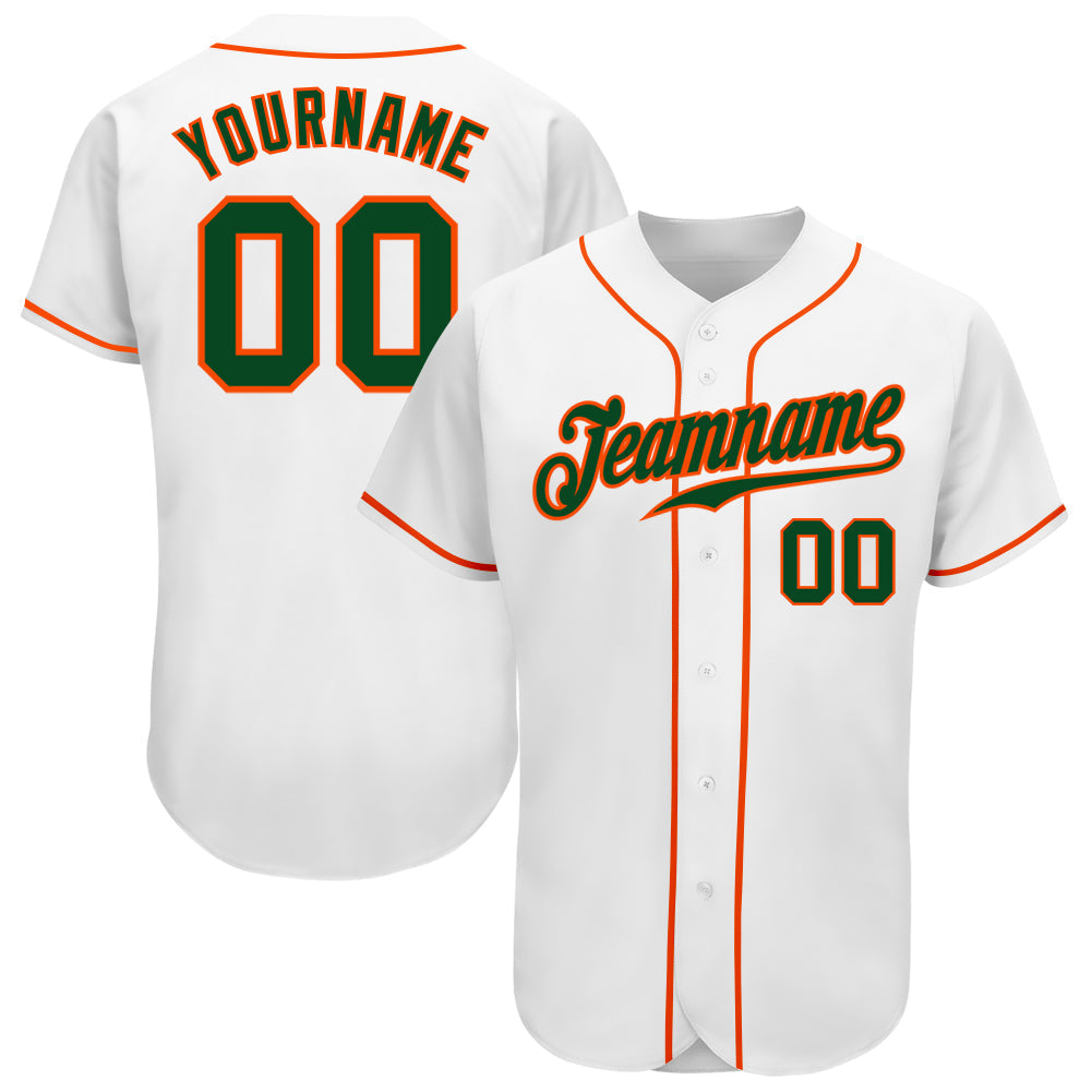 Custom White Green-Orange Authentic Baseball Jersey baseball jersey product view 1