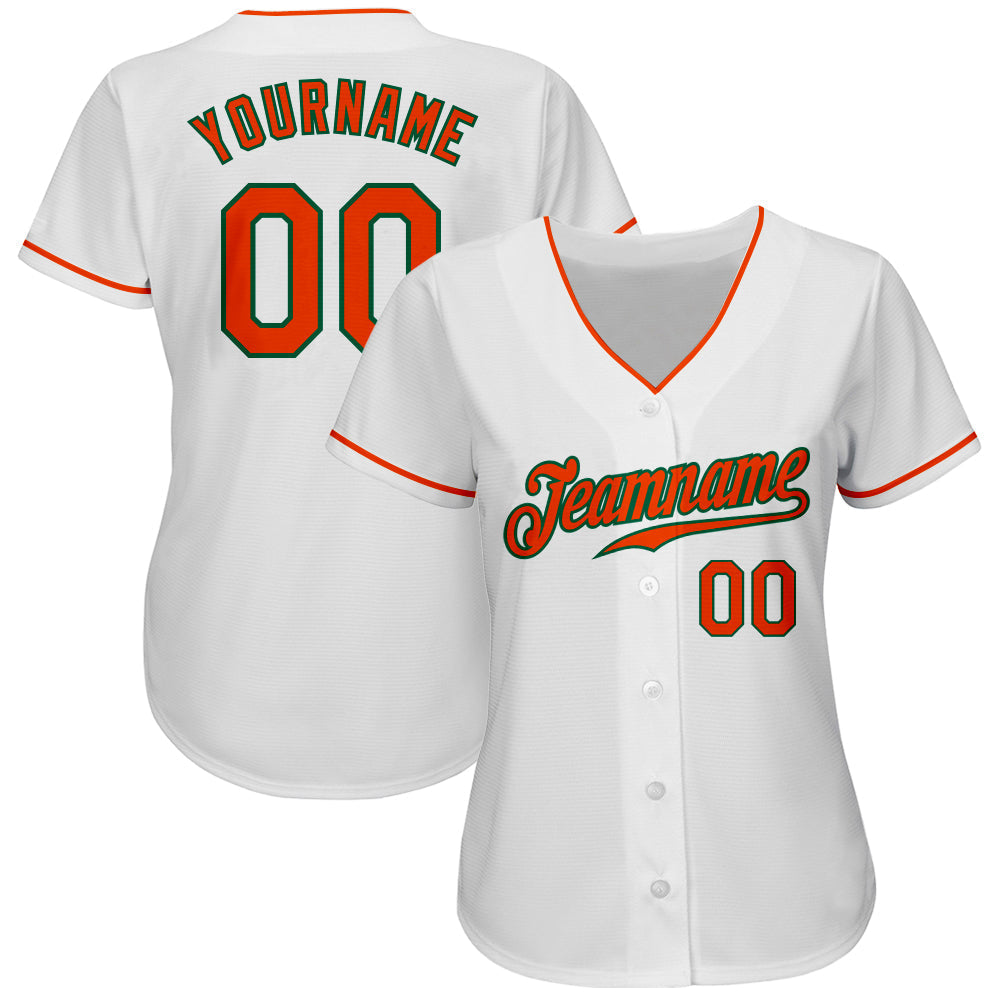 Custom White Orange-Kelly Green Authentic Baseball Jersey baseball jersey product view 2