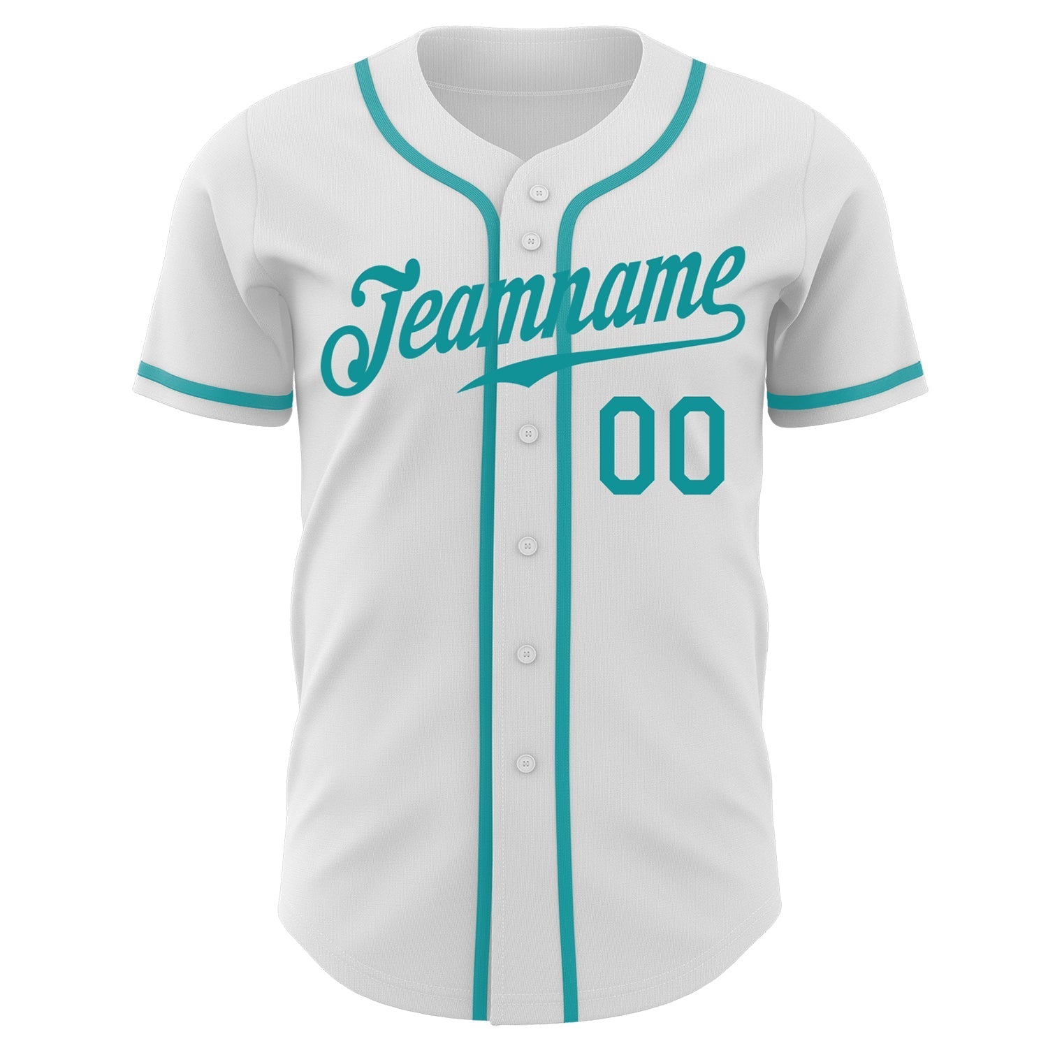 Custom White Teal Authentic Baseball Jersey baseball jersey product view 3