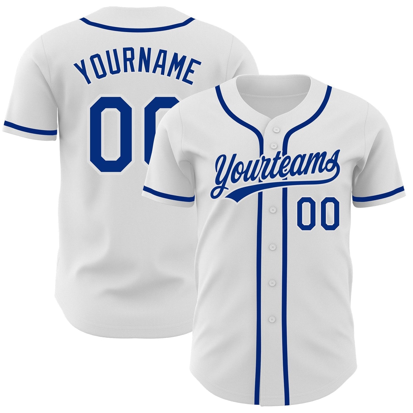 Custom White Royal Authentic Baseball Jersey baseball jersey product view 1