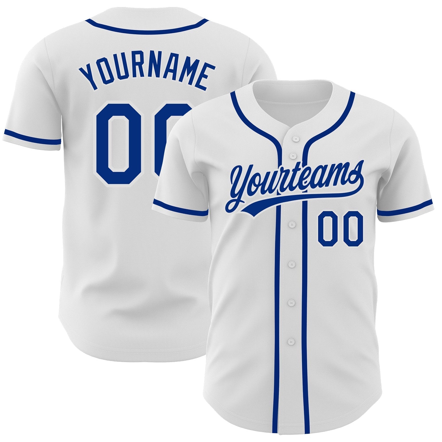 Custom White Royal Authentic Baseball Jersey baseball jersey product view 1