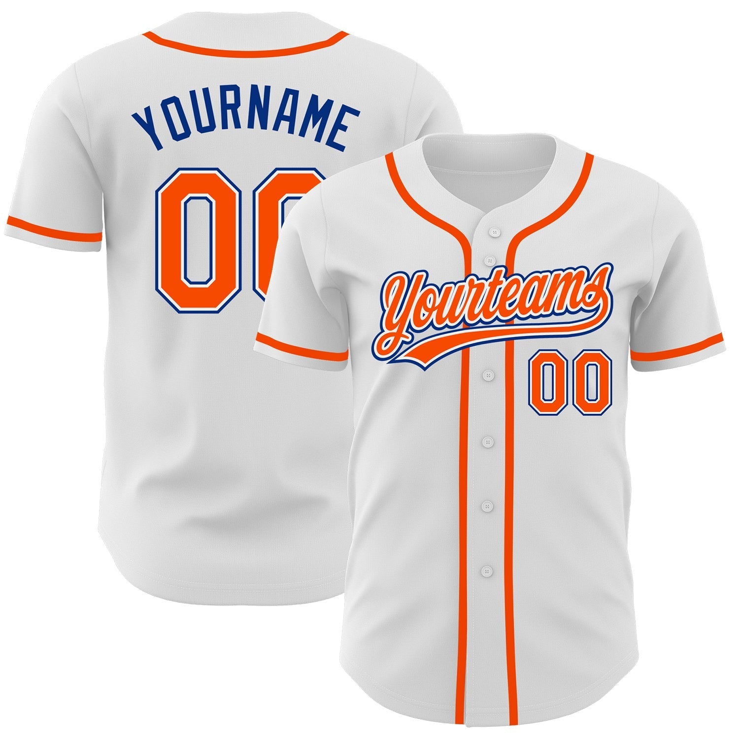 Custom White Orange-Royal Authentic Baseball Jersey baseball jersey product view 1
