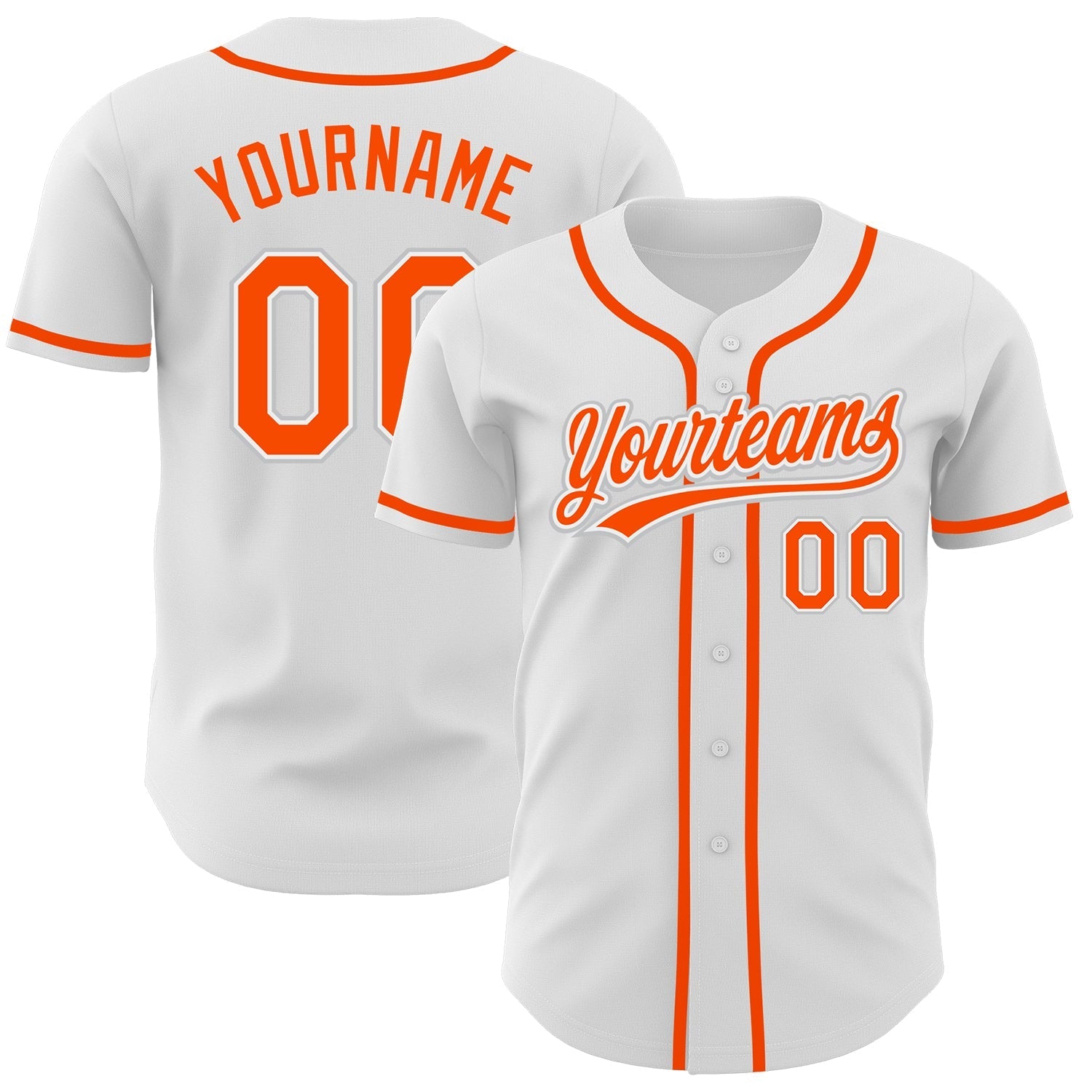 Custom White Orange-Gray Authentic Baseball Jersey baseball jersey product view 1