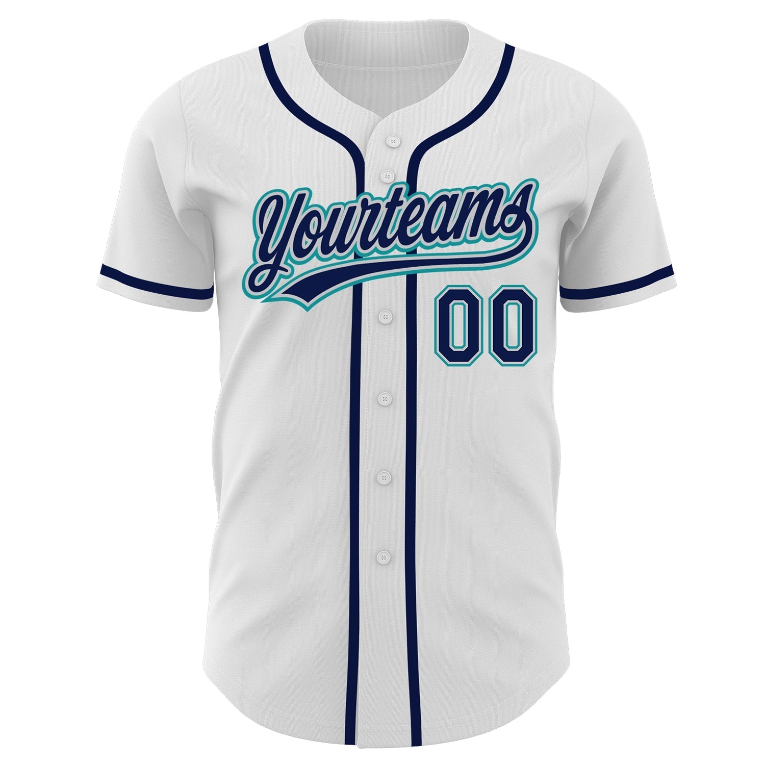 Custom White Navy Gray-Teal Authentic Baseball Jersey baseball jersey product view 2