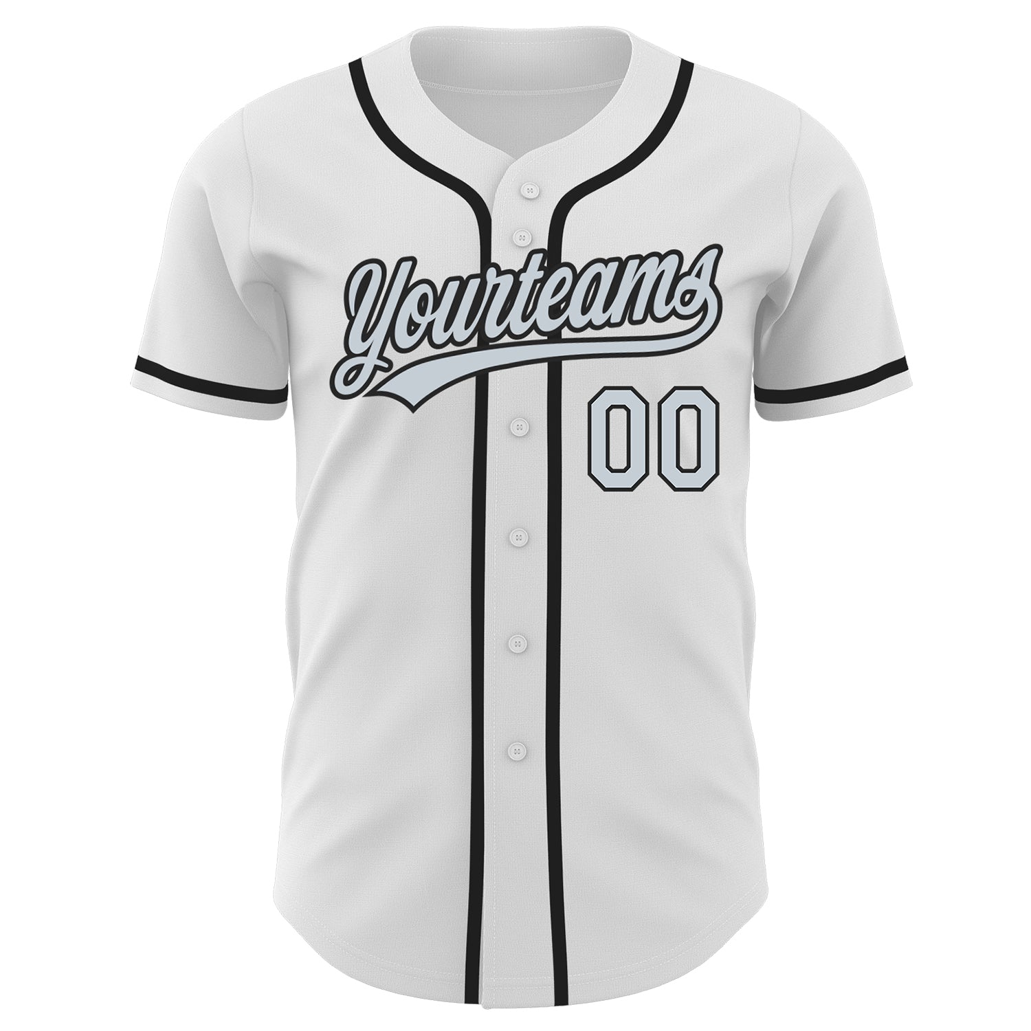 Custom White Silver-Black Authentic Baseball Jersey baseball jersey product view 2