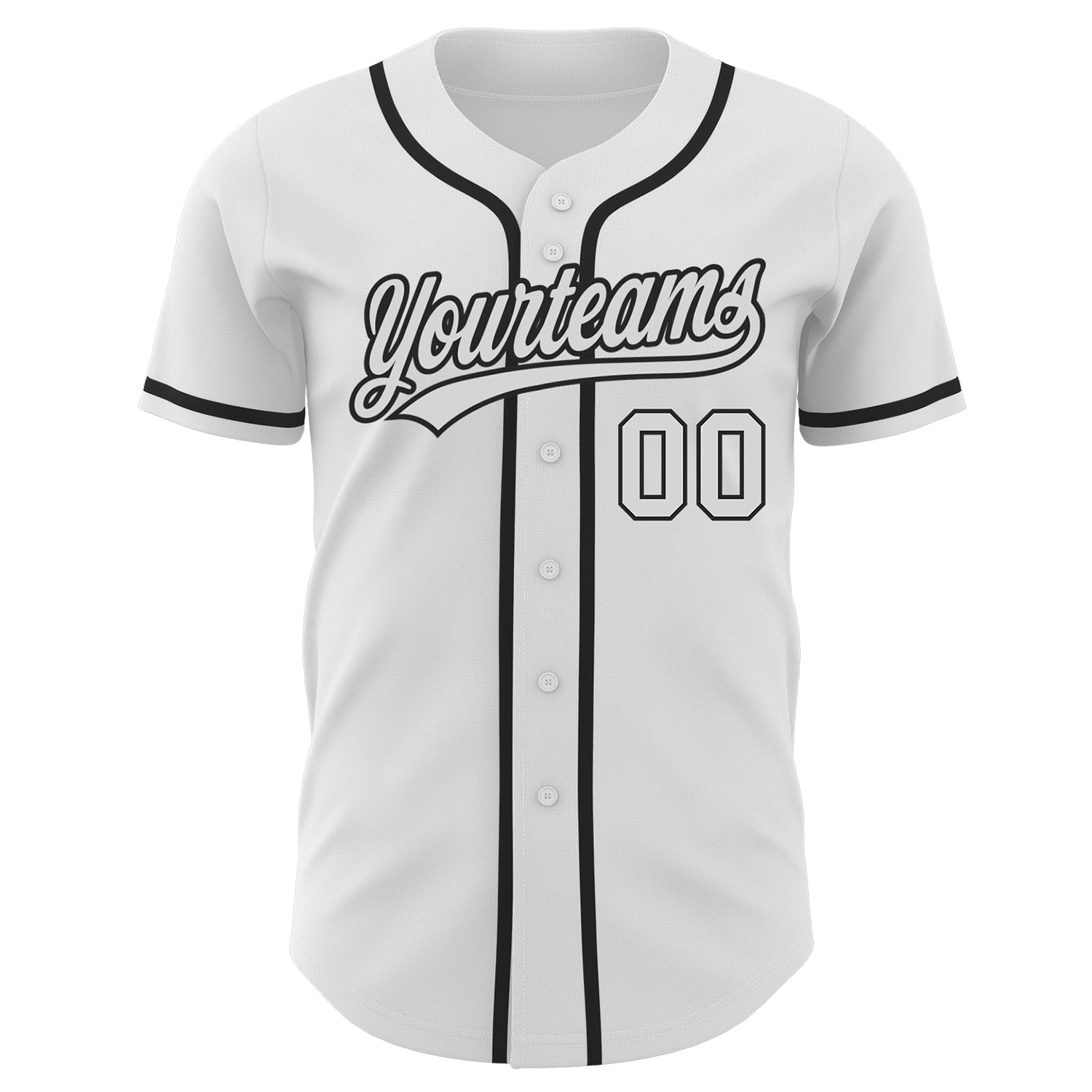 Custom White White-Black Authentic Baseball Jersey baseball jersey product view 2