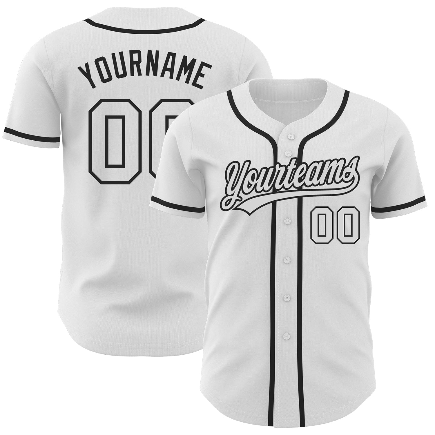 Custom White White-Black Authentic Baseball Jersey baseball jersey product view 1