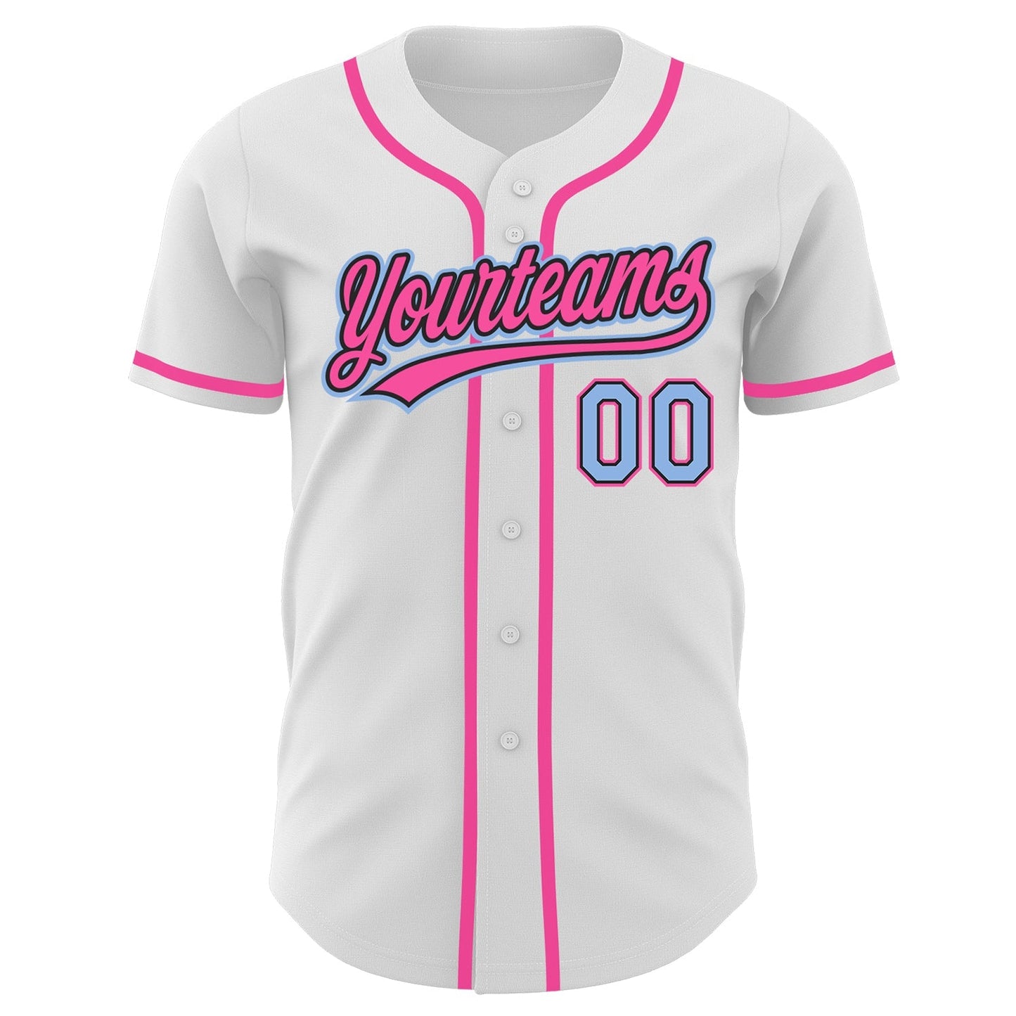 Custom White Light Blue Black-Pink Authentic Baseball Jersey baseball jersey product view 2