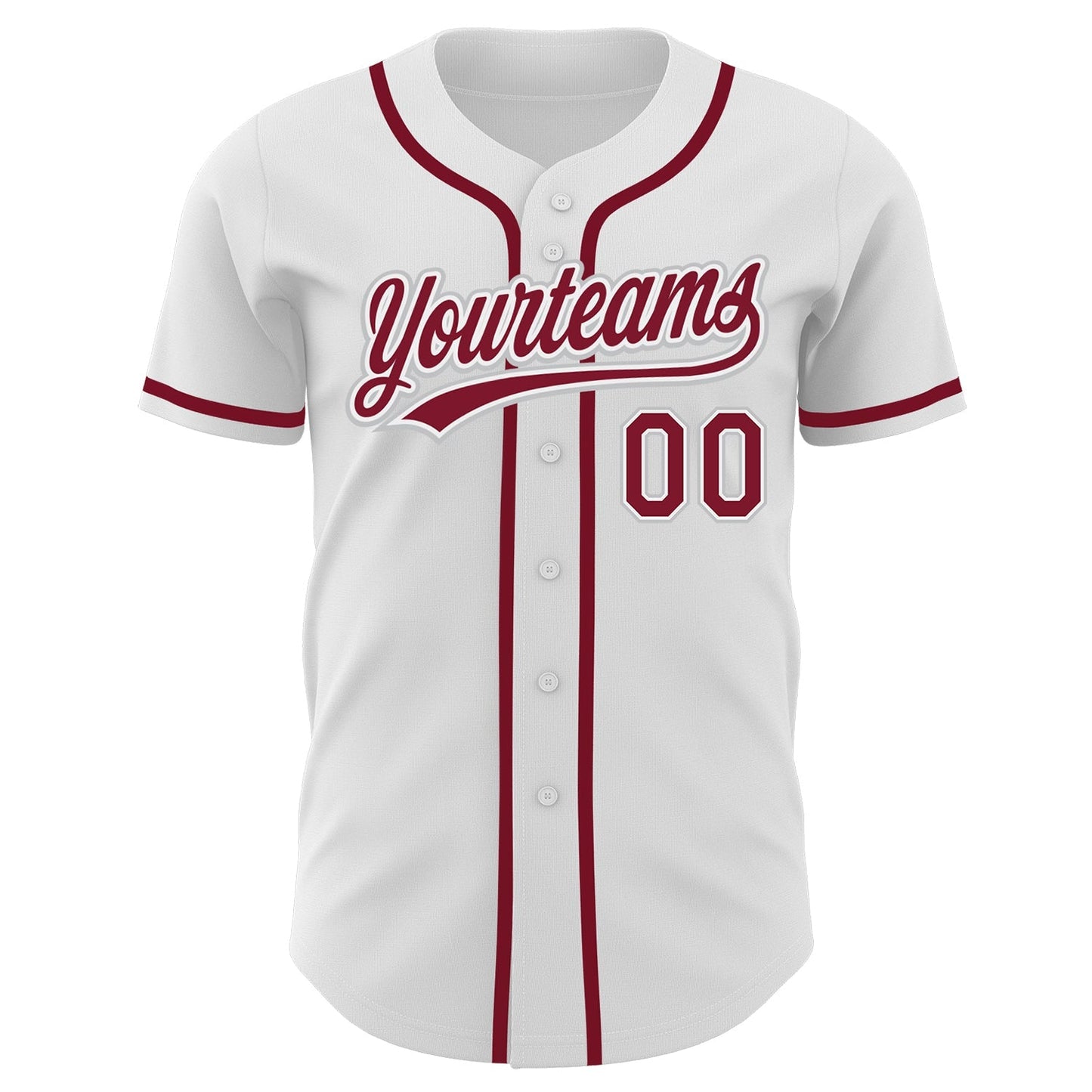 Custom White Crimson-Gray Authentic Baseball Jersey baseball jersey product view 2
