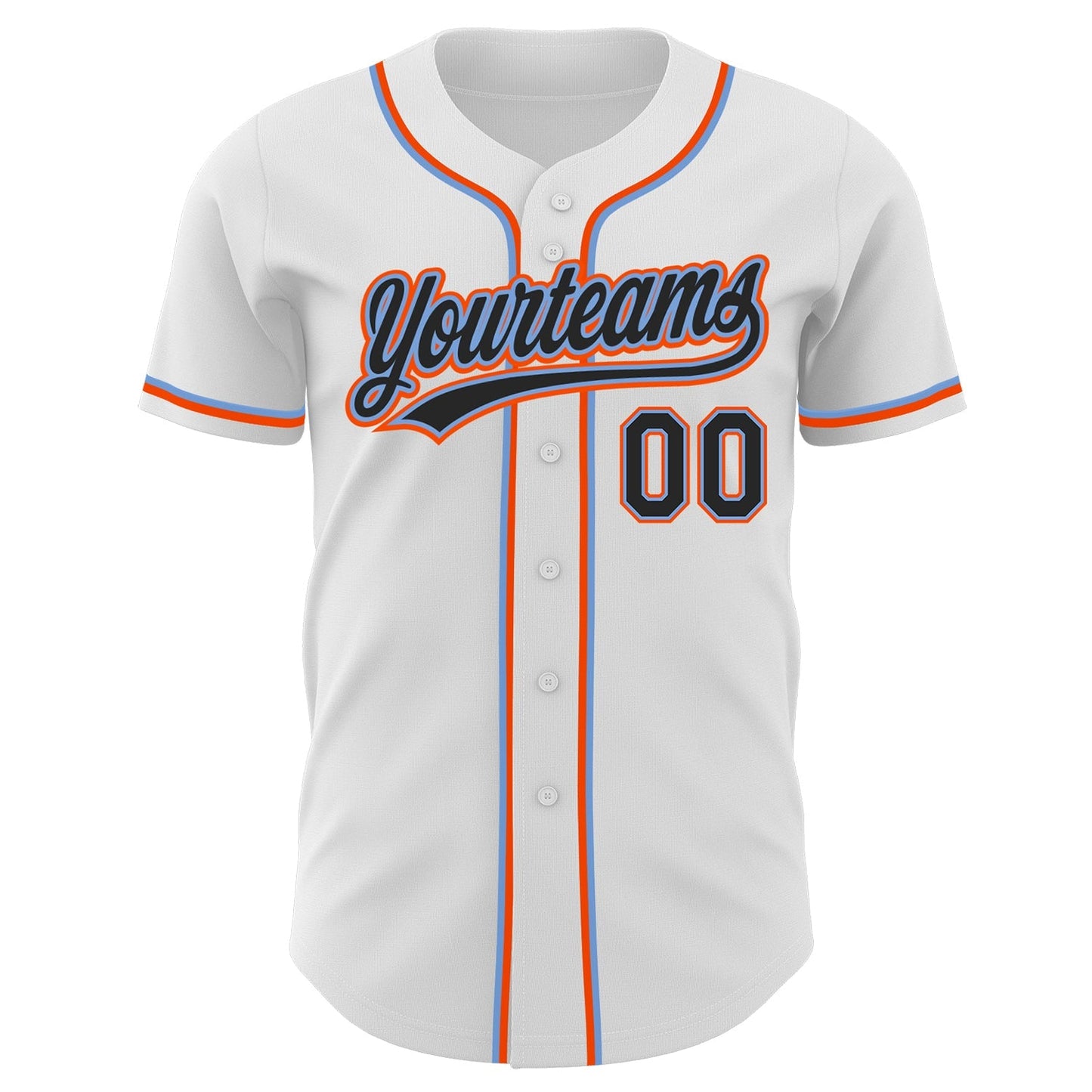 Custom White Black Powder Blue-Orange Authentic Baseball Jersey baseball jersey product view 2