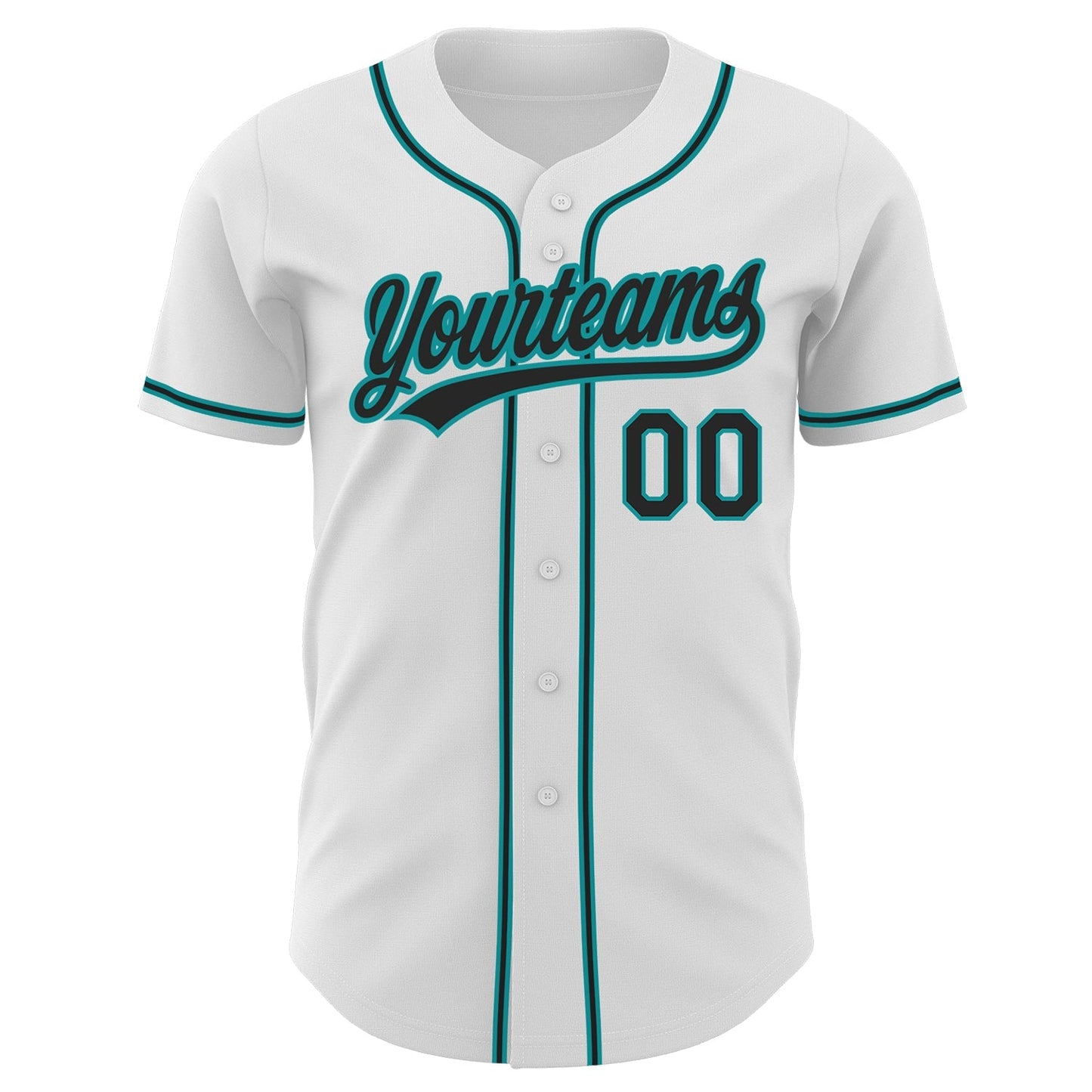 Custom White Black-Teal Authentic Baseball Jersey baseball jersey product view 2