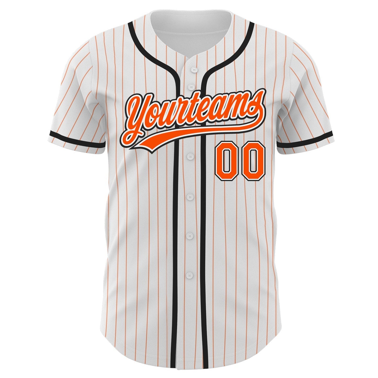 Custom White Orange Pinstripe Orange-Black Authentic Baseball Jersey baseball jersey product view 2