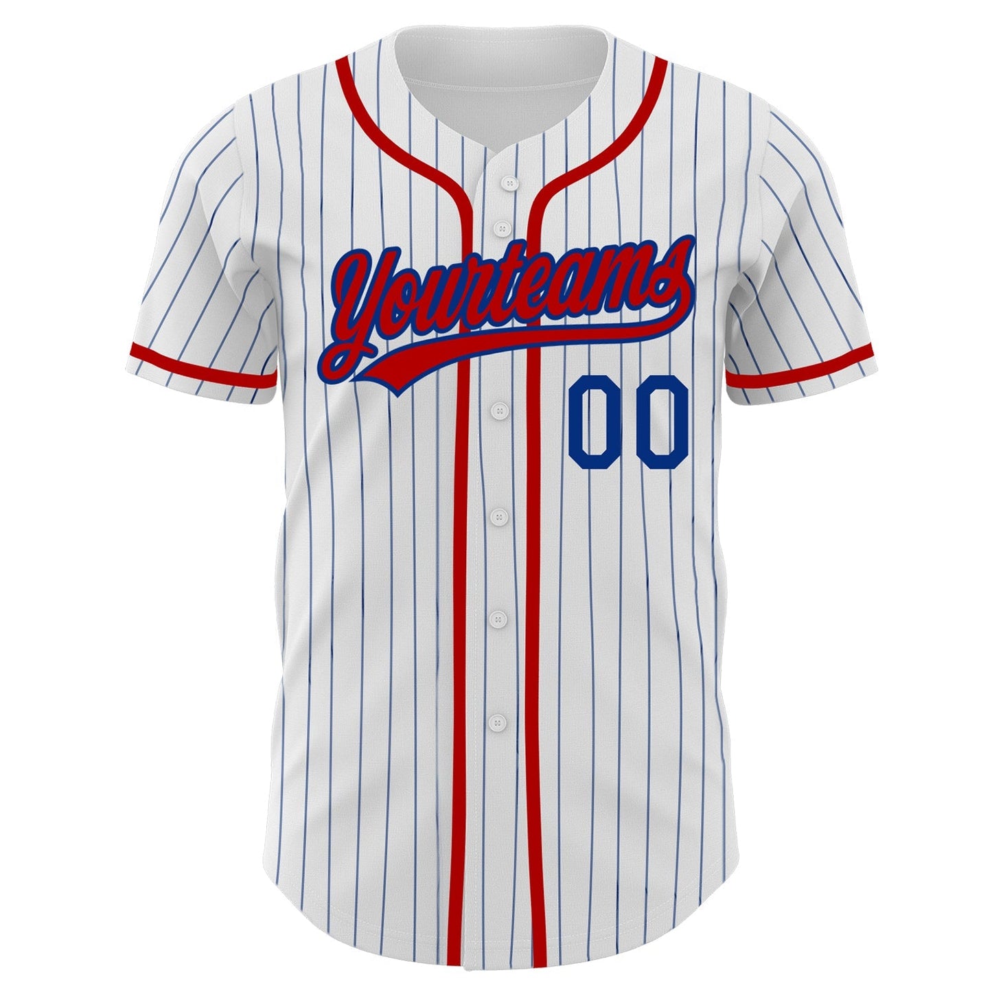 Custom White Royal Pinstripe Red Authentic Baseball Jersey baseball jersey product view 2