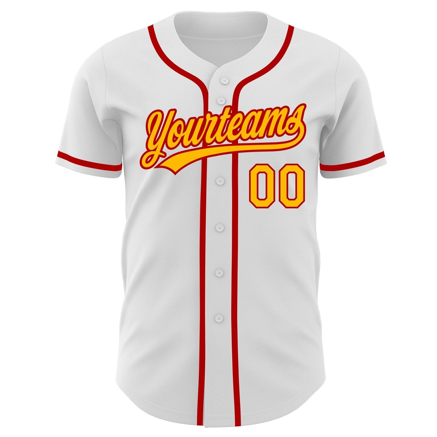 Custom White Gold-Red Authentic Baseball Jersey baseball jersey product view 2