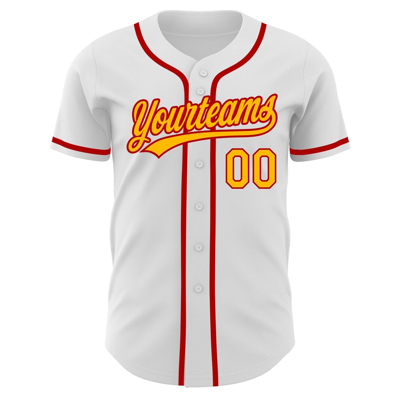 Custom White Gold-Red Authentic Baseball Jersey baseball jersey product view 2
