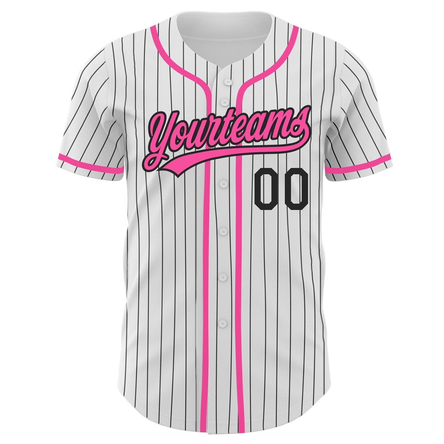Custom White Black Pinstripe Pink Authentic Baseball Jersey baseball jersey product view 2