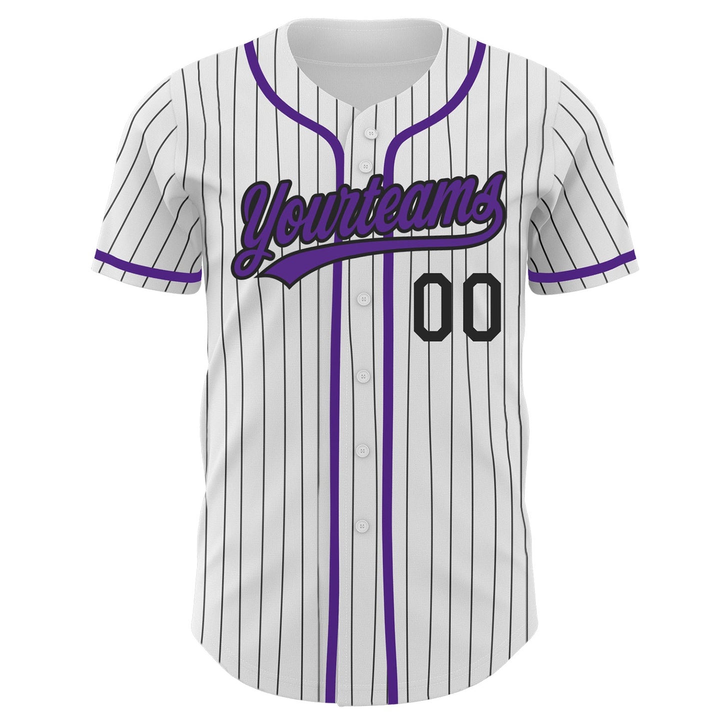 Custom White Black Pinstripe Purple Authentic Baseball Jersey baseball jersey product view 2
