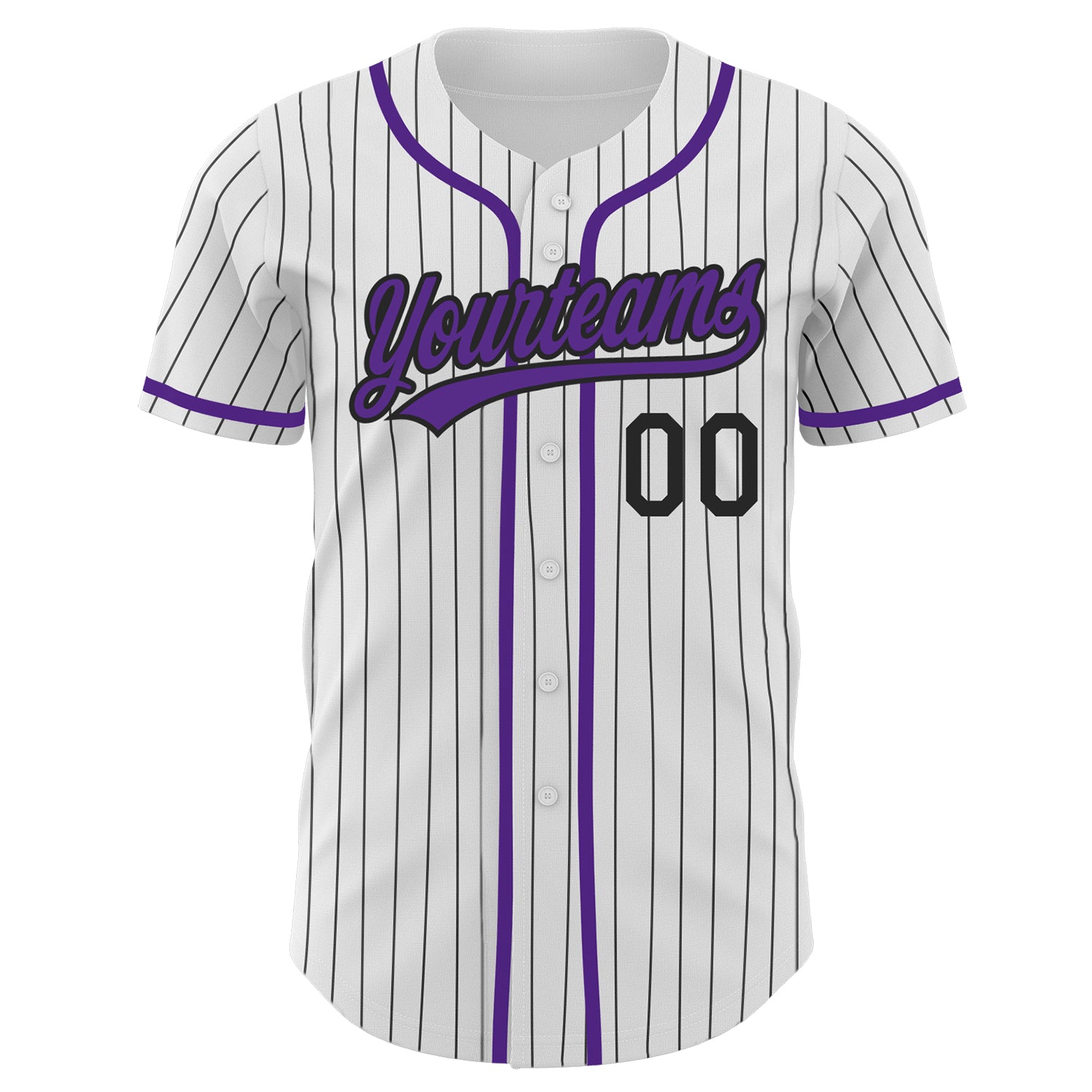 Custom White Black Pinstripe Purple Authentic Baseball Jersey baseball jersey product view 2