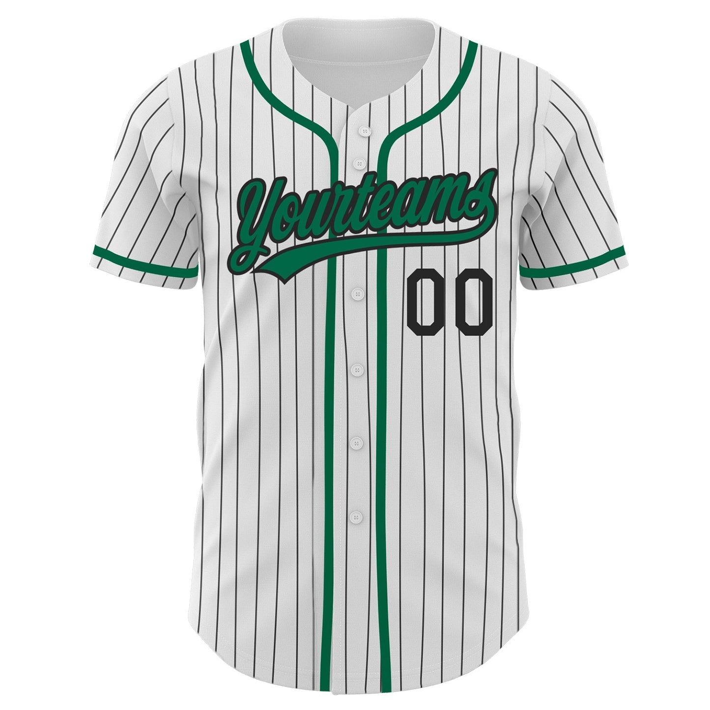 Custom White Black Pinstripe Kelly Green Authentic Baseball Jersey baseball jersey product view 2
