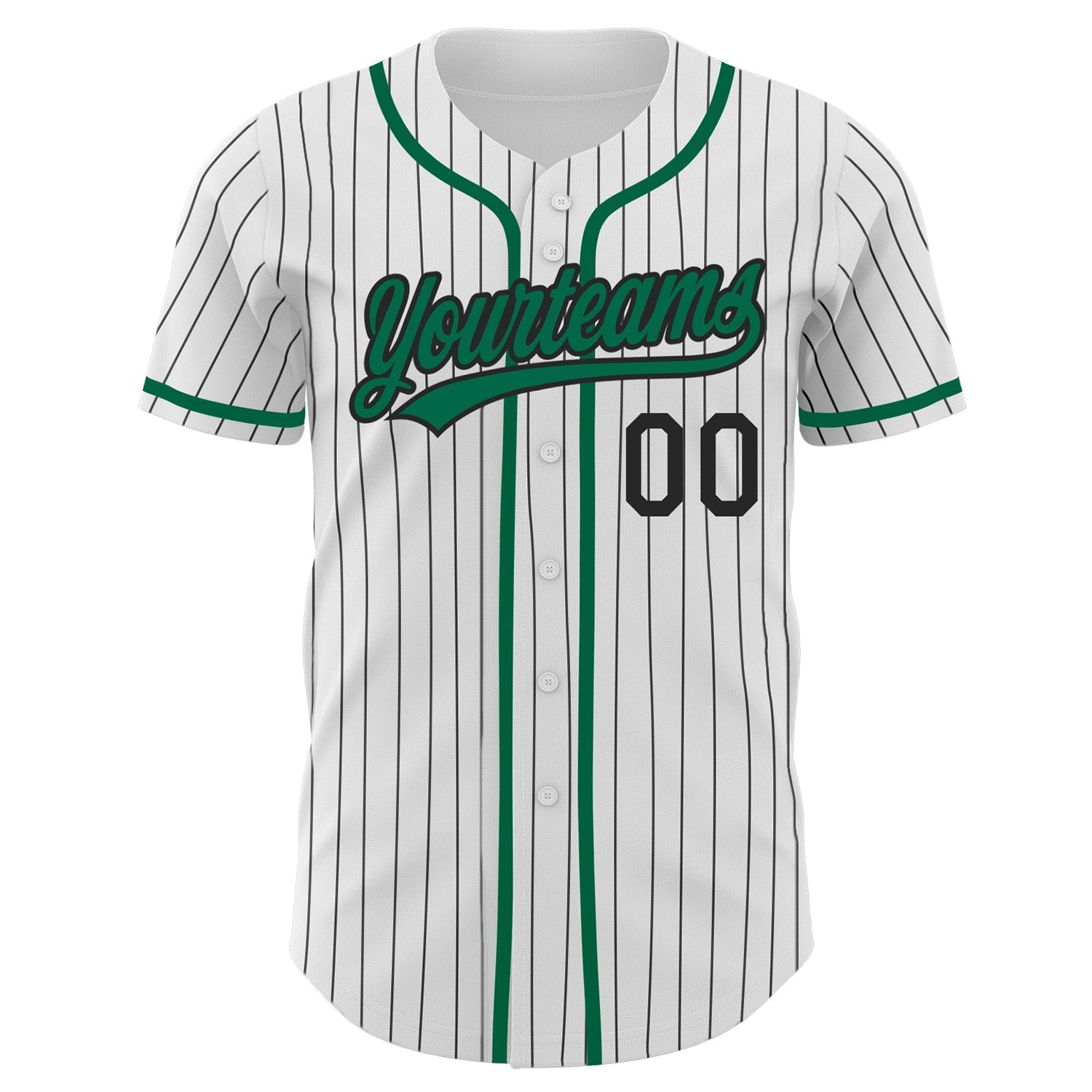 Custom White Black Pinstripe Kelly Green Authentic Baseball Jersey baseball jersey product view 2