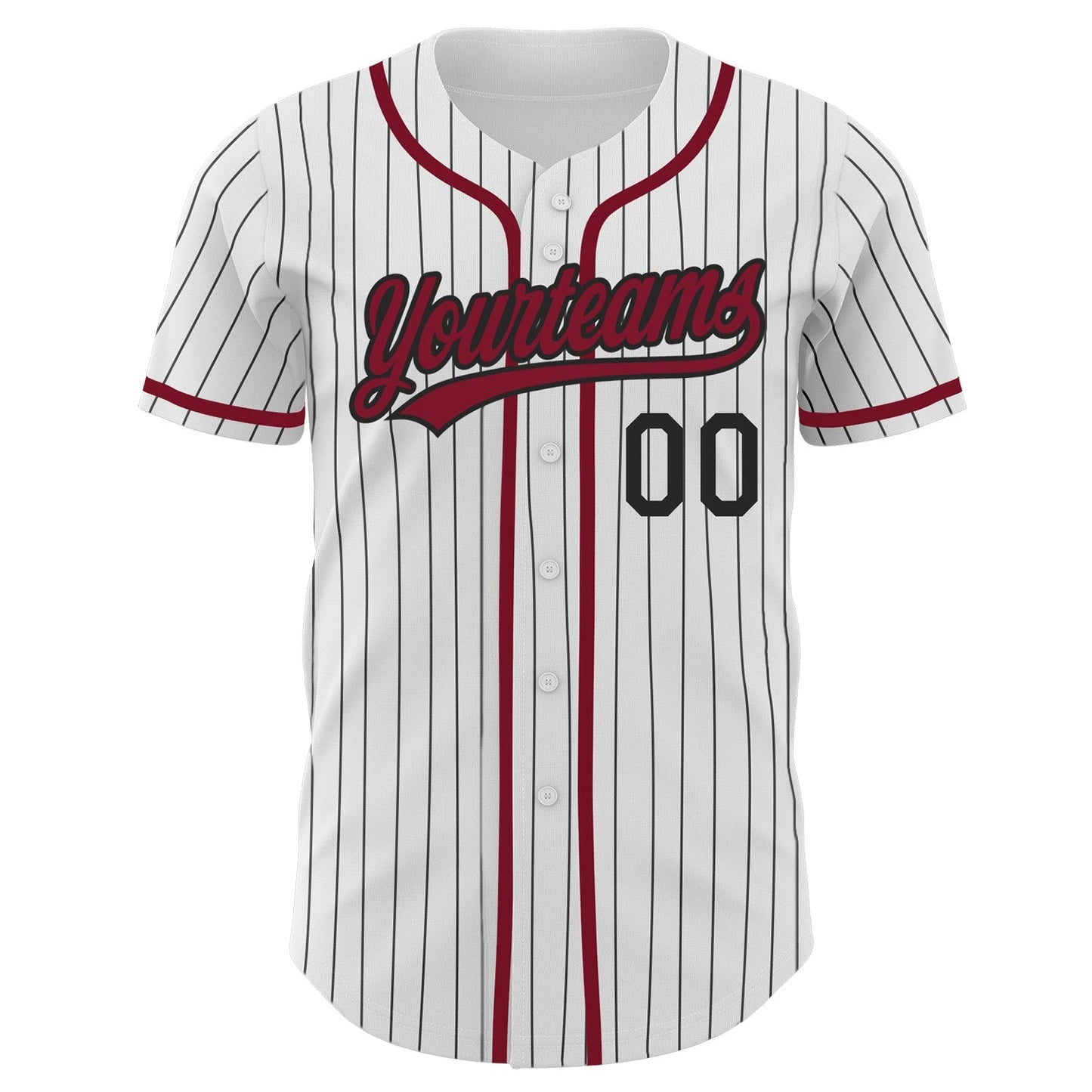 Custom White Black Pinstripe Crimson Authentic Baseball Jersey baseball jersey product view 2