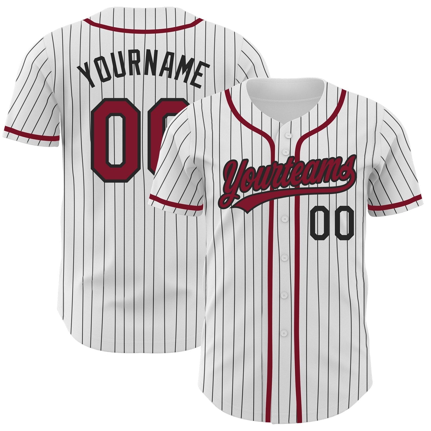 Custom White Black Pinstripe Crimson Authentic Baseball Jersey baseball jersey product view 1