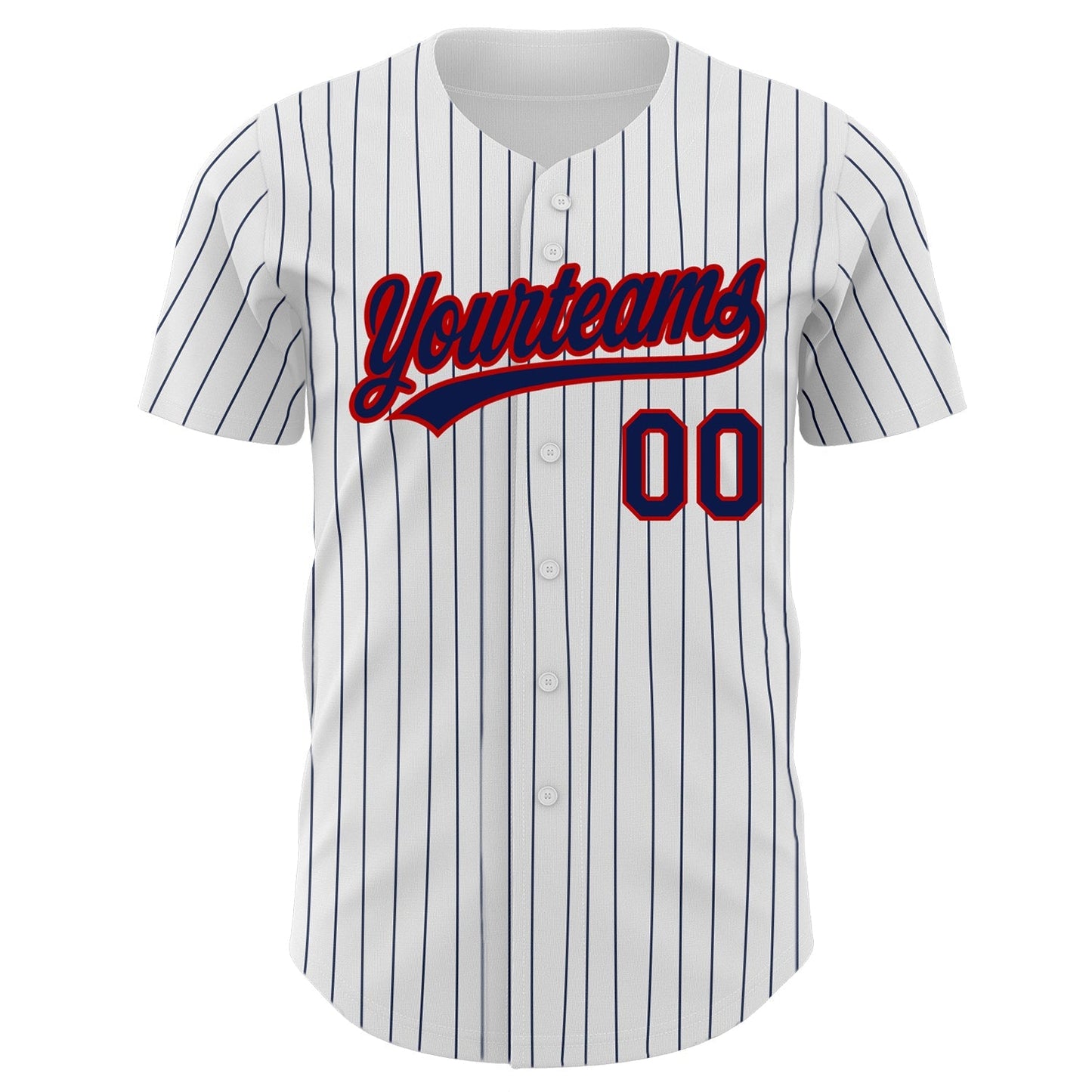 Custom White Navy Pinstripe Navy-Red Authentic Baseball Jersey baseball jersey product view 2