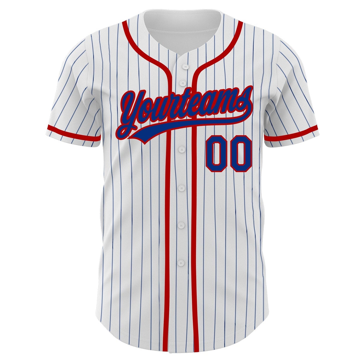 Custom White Royal Pinstripe Royal-Red Authentic Baseball Jersey baseball jersey product view 2