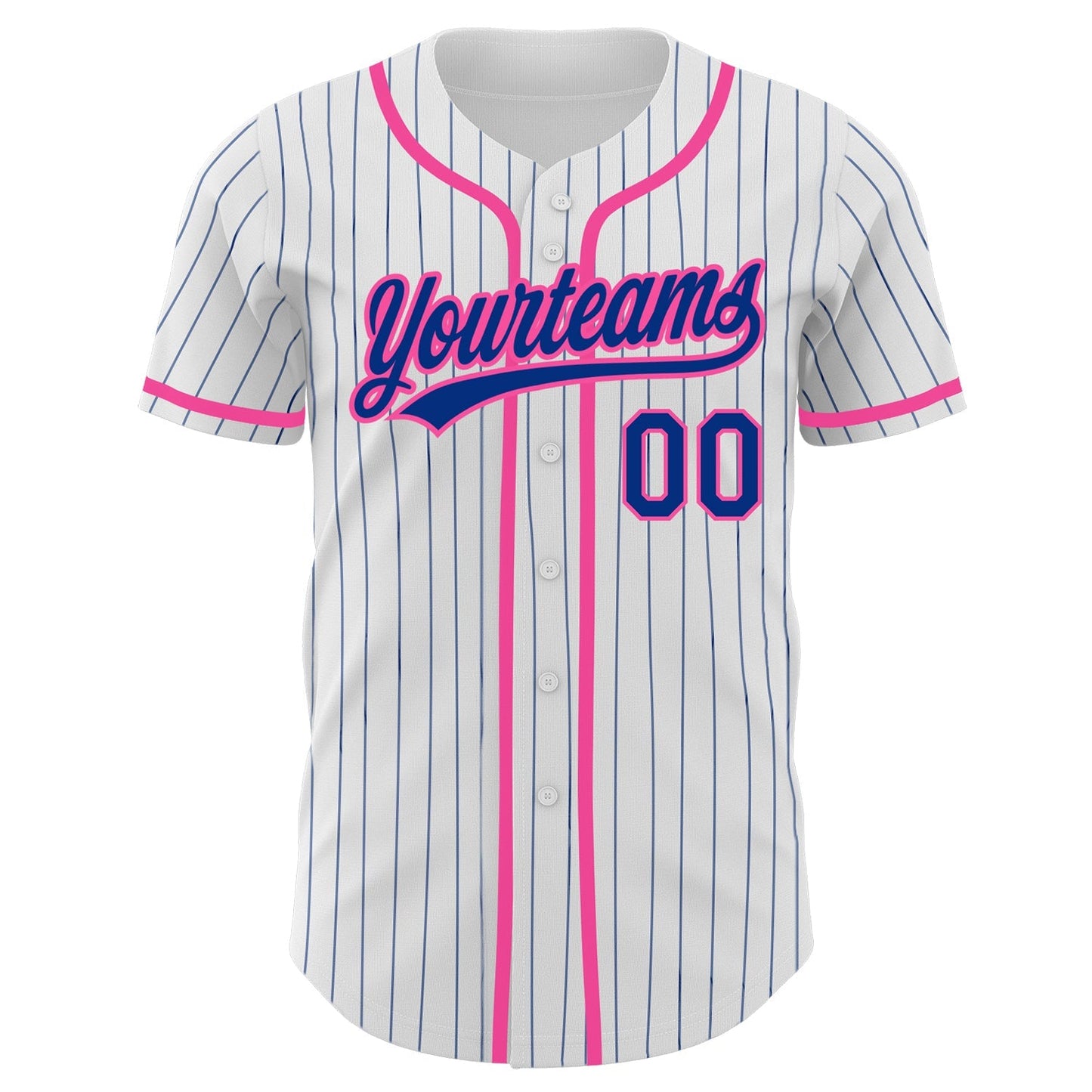 Custom White Royal Pinstripe Royal-Pink Authentic Baseball Jersey baseball jersey product view 2
