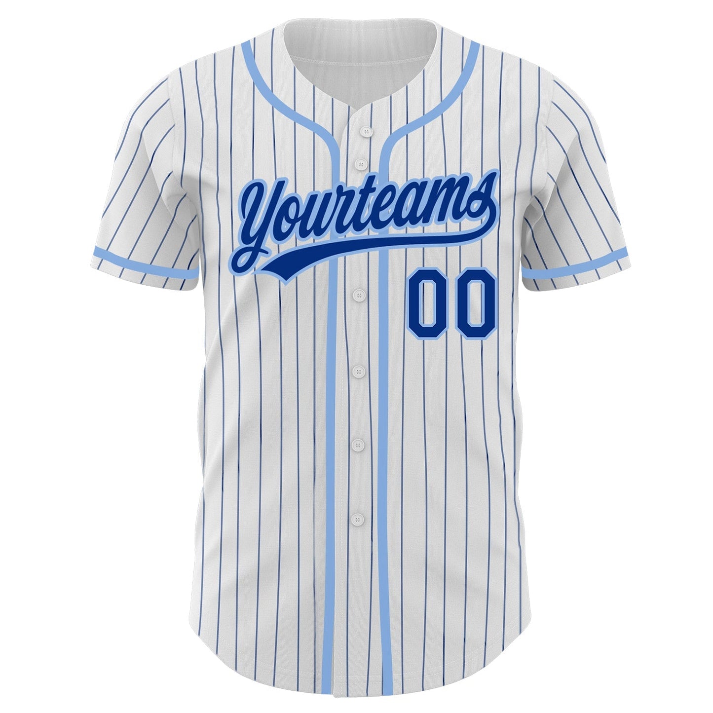 Custom White Royal Pinstripe Royal-Light Blue Authentic Baseball Jersey baseball jersey product view 2