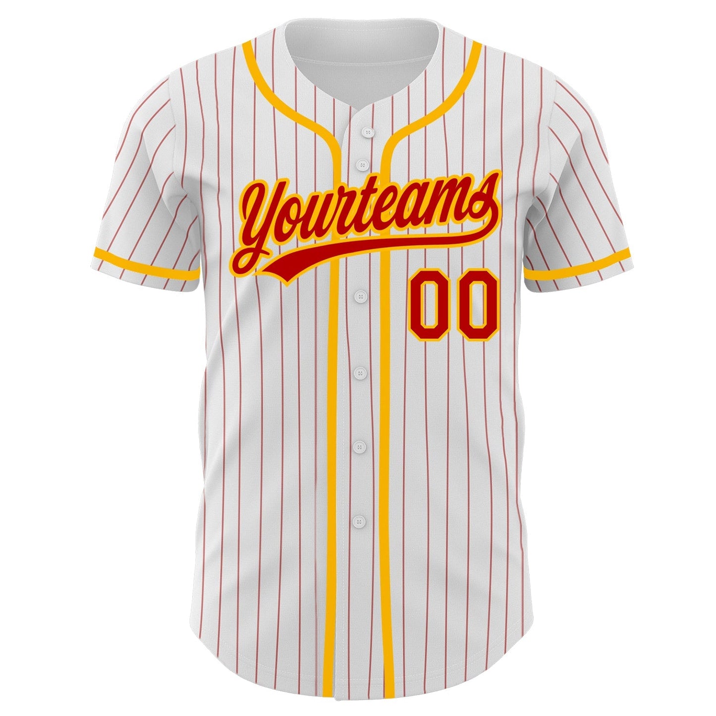 Custom White Red Pinstripe Red-Light Blue Authentic Baseball Jersey baseball jersey product view 2