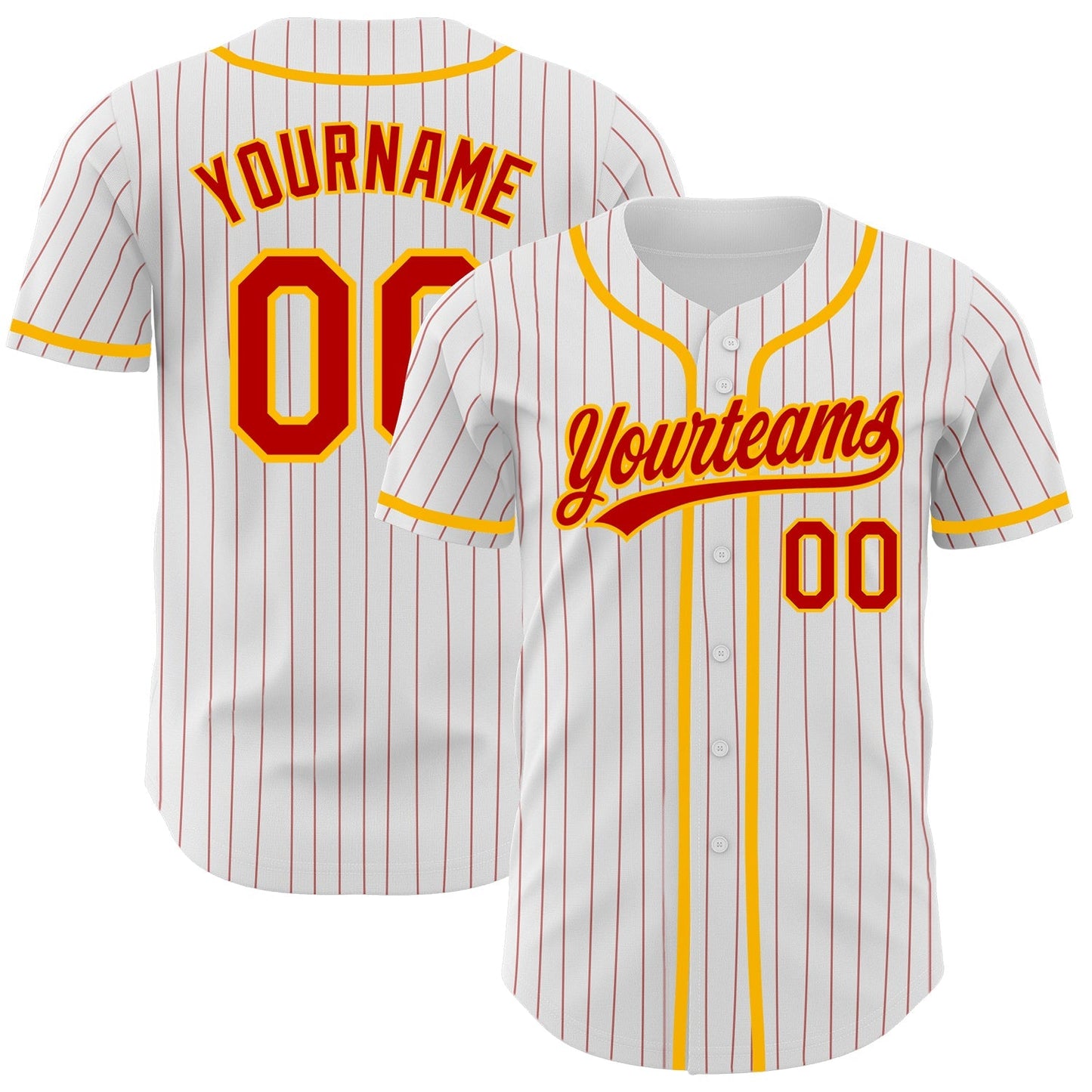 Custom White Red Pinstripe Red-Light Blue Authentic Baseball Jersey baseball jersey product view 1