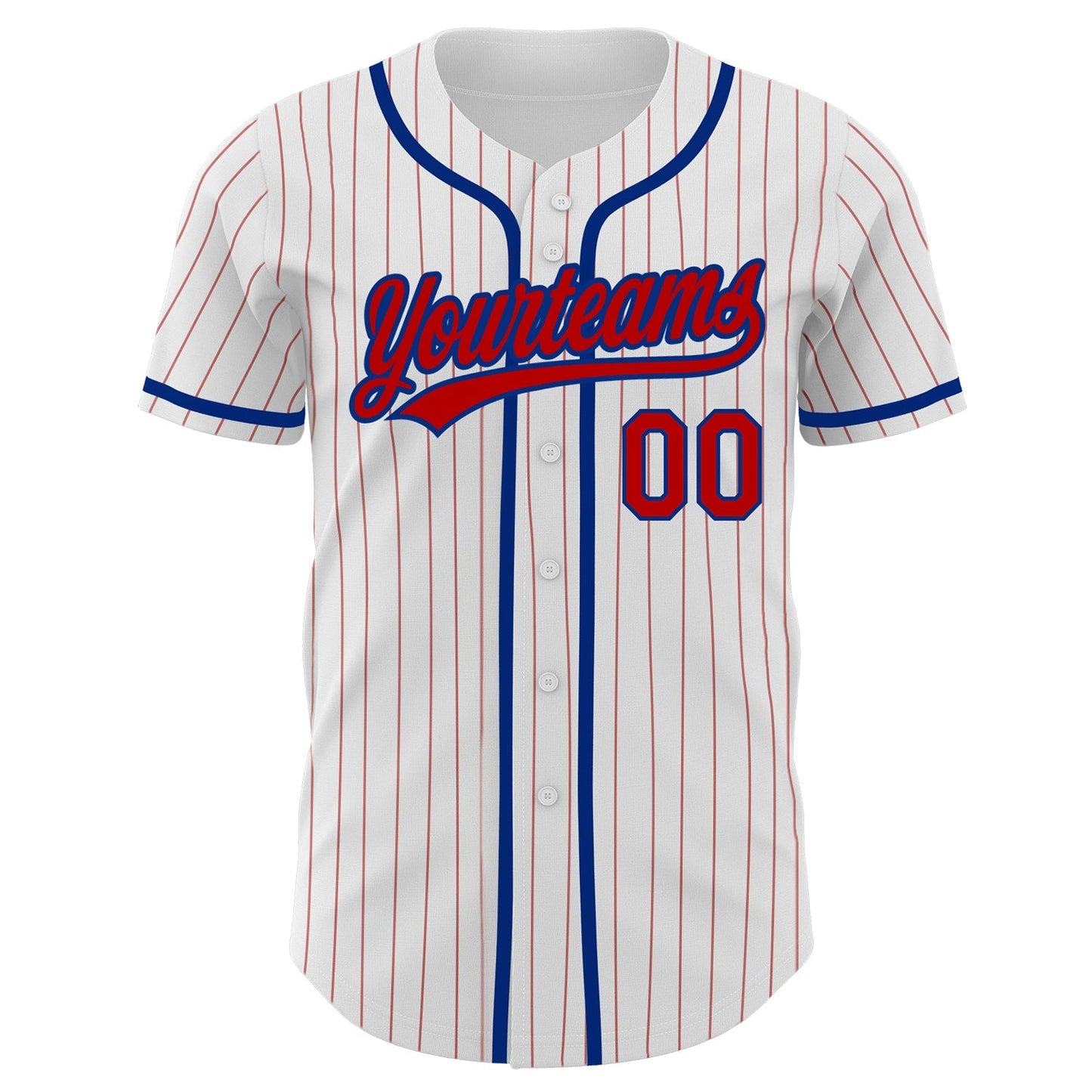 Custom White Red Pinstripe Red-Royal Authentic Baseball Jersey baseball jersey product view 2