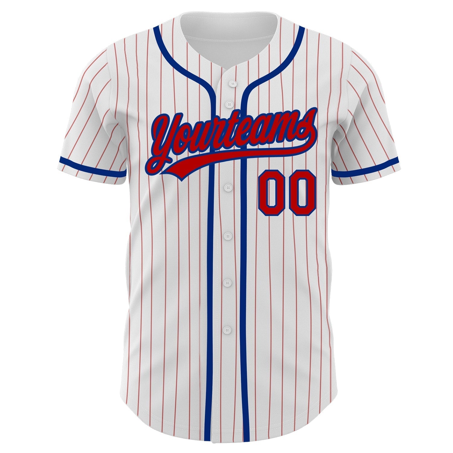 Custom White Red Pinstripe Red-Royal Authentic Baseball Jersey baseball jersey product view 2