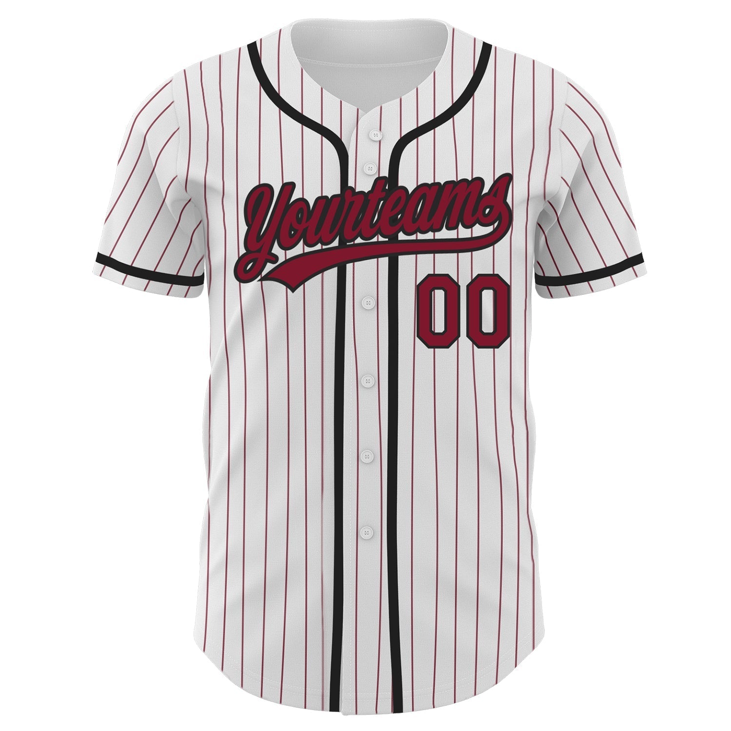 Custom White Crimson Pinstripe Crimson-Black Authentic Baseball Jersey baseball jersey product view 2