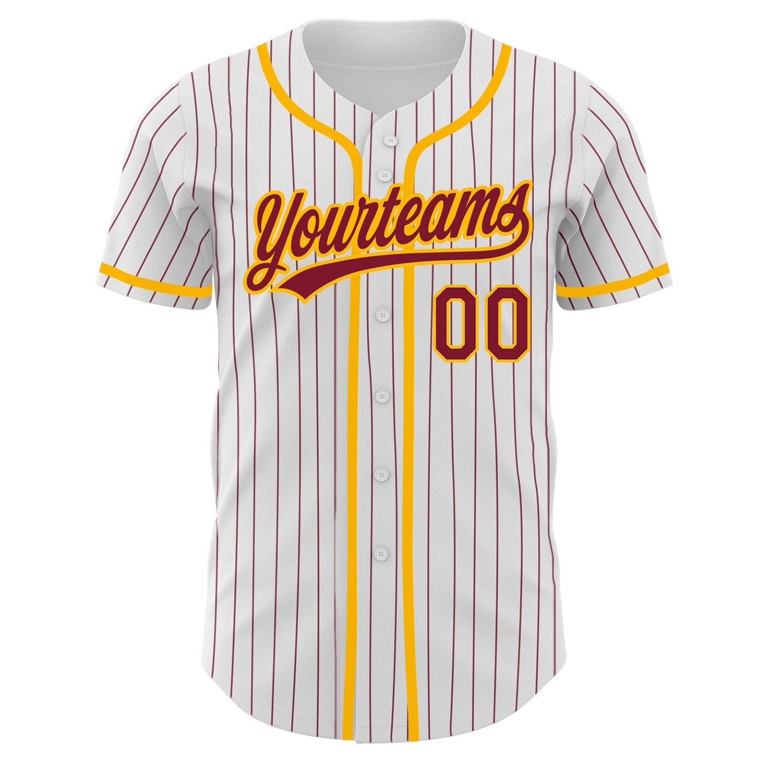 Custom White Crimson Pinstripe Crimson-Gold Authentic Baseball Jersey baseball jersey product view 2