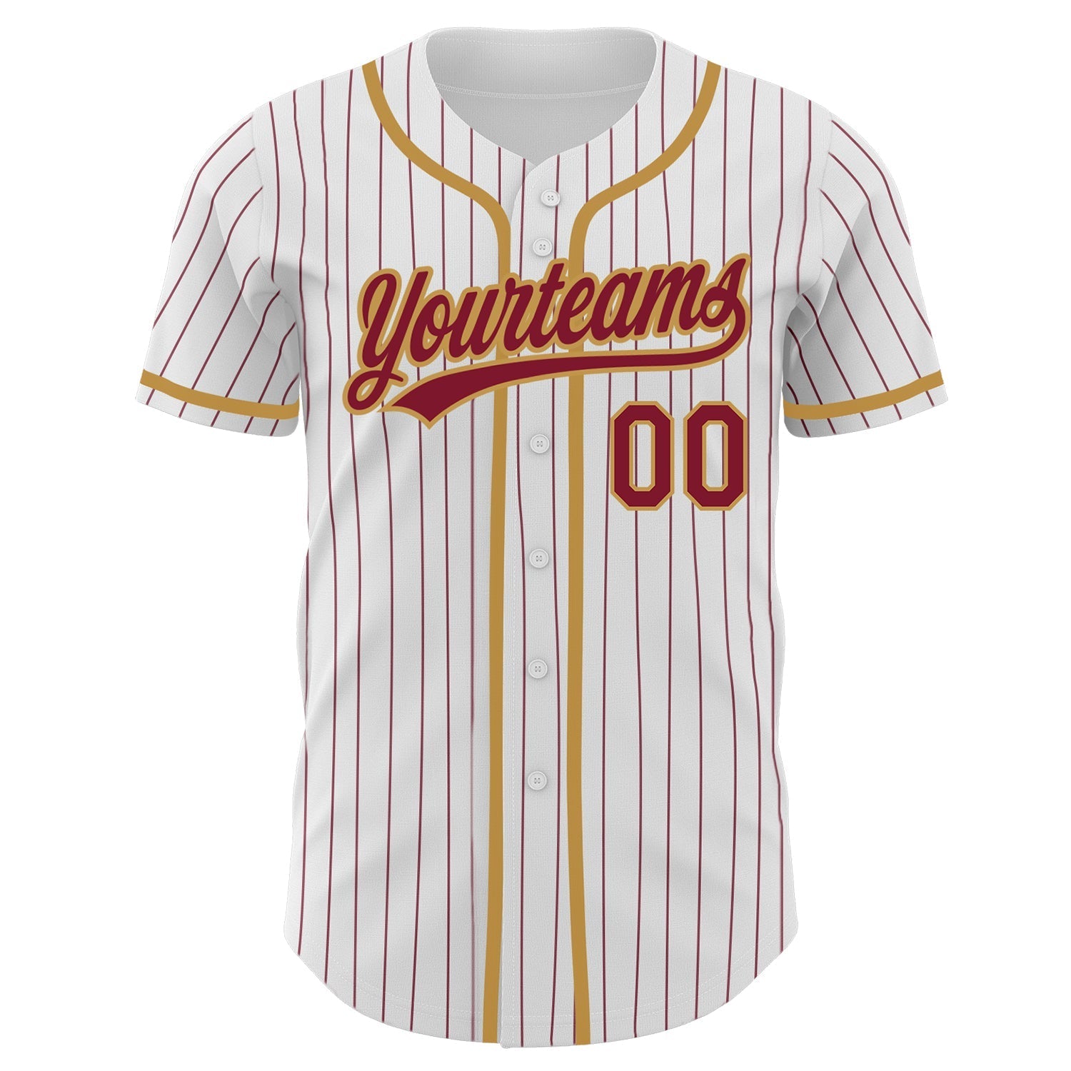 Custom White Crimson Pinstripe Crimson-Old Gold Authentic Baseball Jersey baseball jersey product view 2