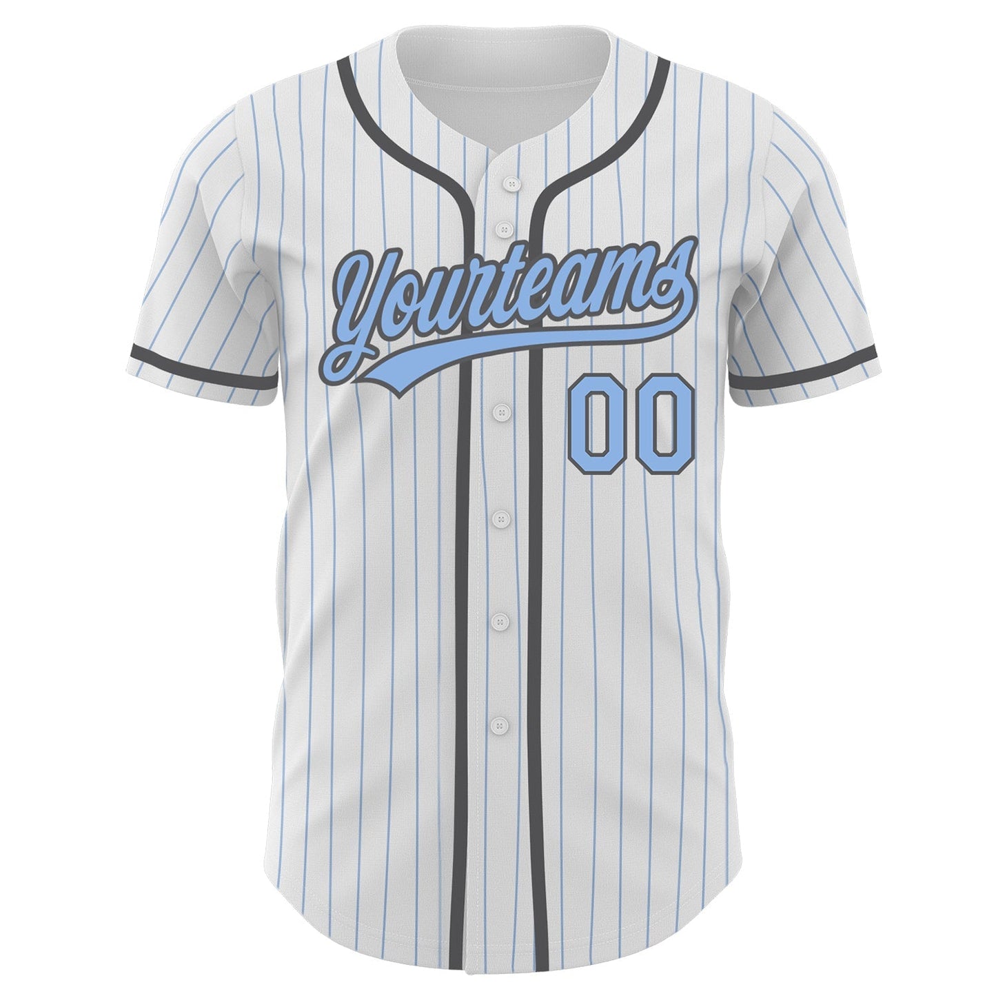 Custom White Light Blue Pinstripe Light Blue-Steel Gray Authentic Baseball Jersey baseball jersey product view 2