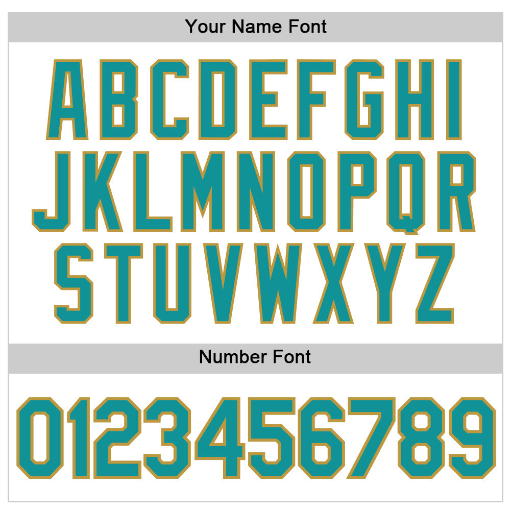 Custom White Teal-Old Gold Authentic Baseball Jersey baseball jersey product view 5