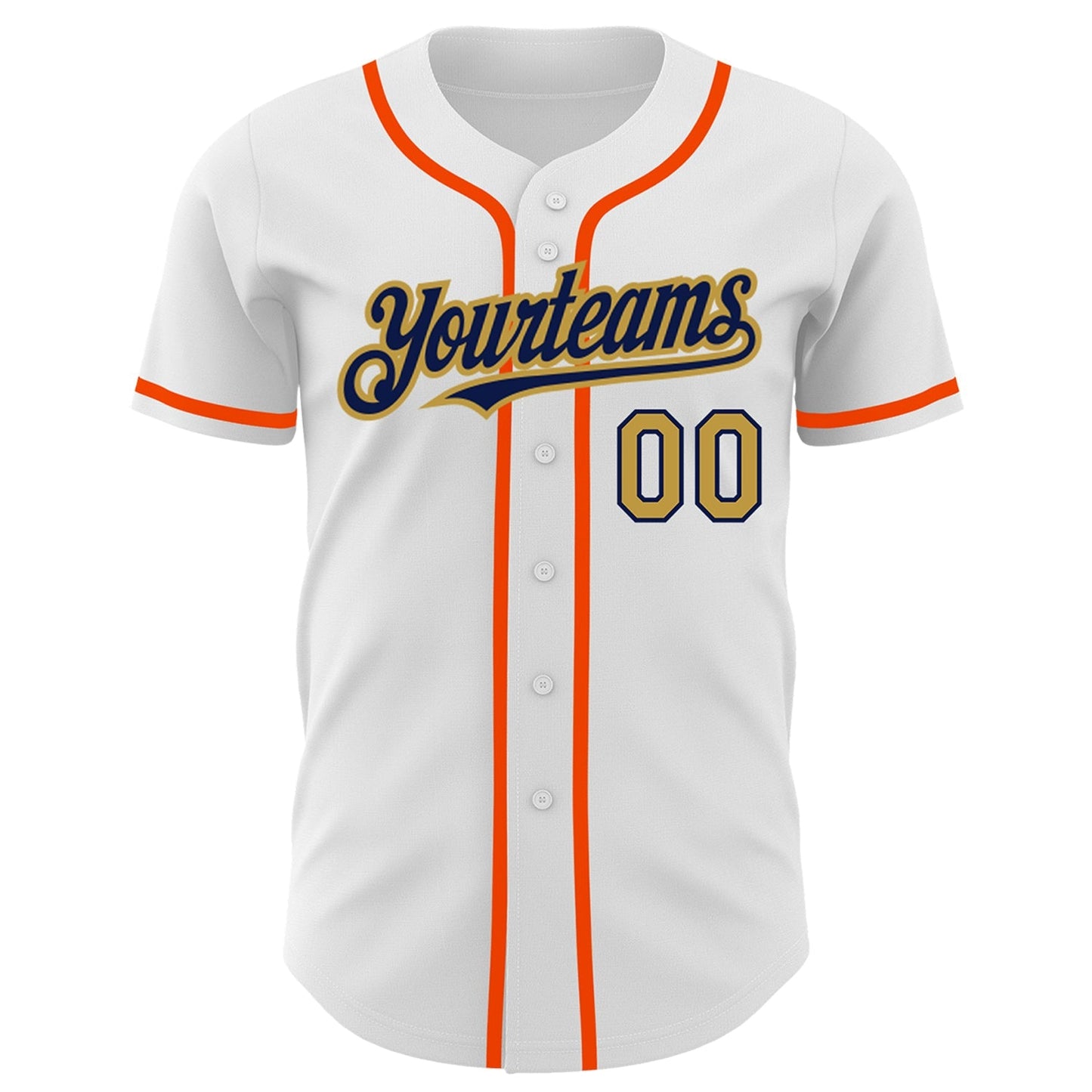 Custom White Old Gold Navy-Orange Authentic Baseball Jersey baseball jersey product view 2