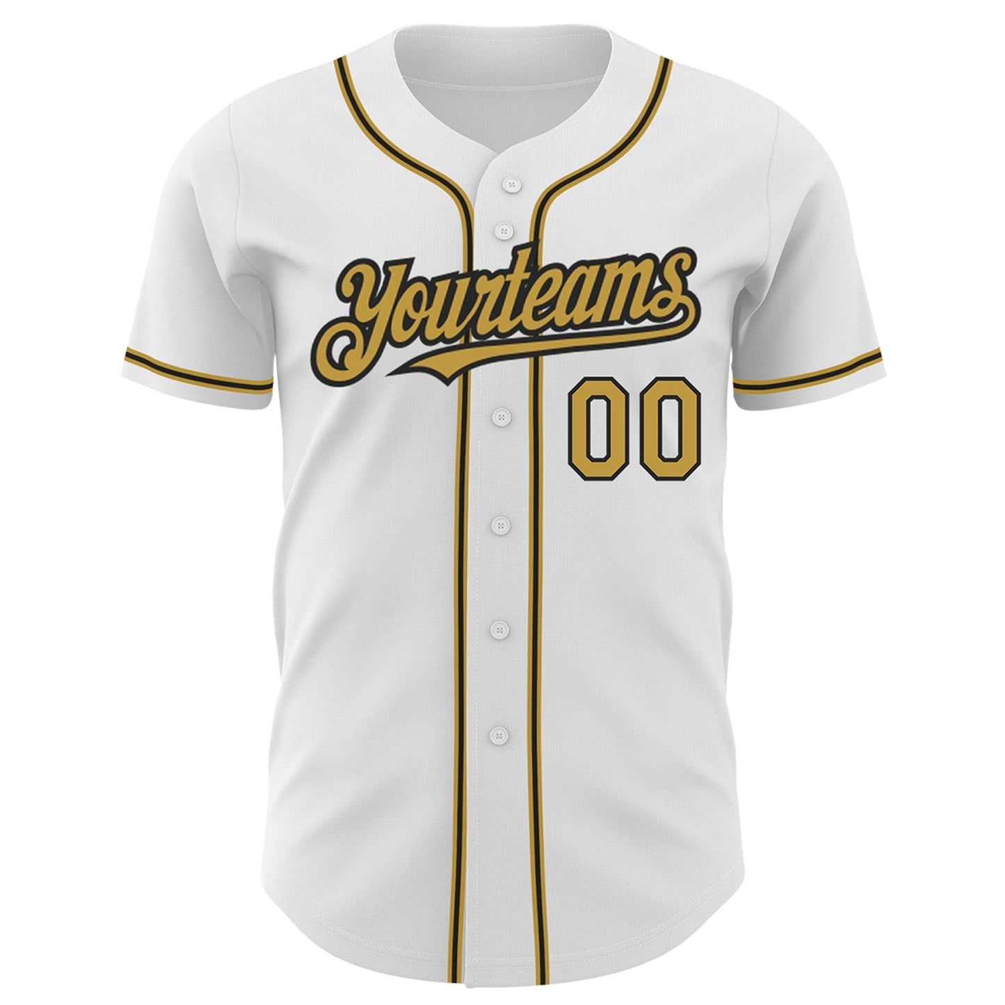 Custom White Old Gold-Black Authentic Baseball Jersey baseball jersey product view 2