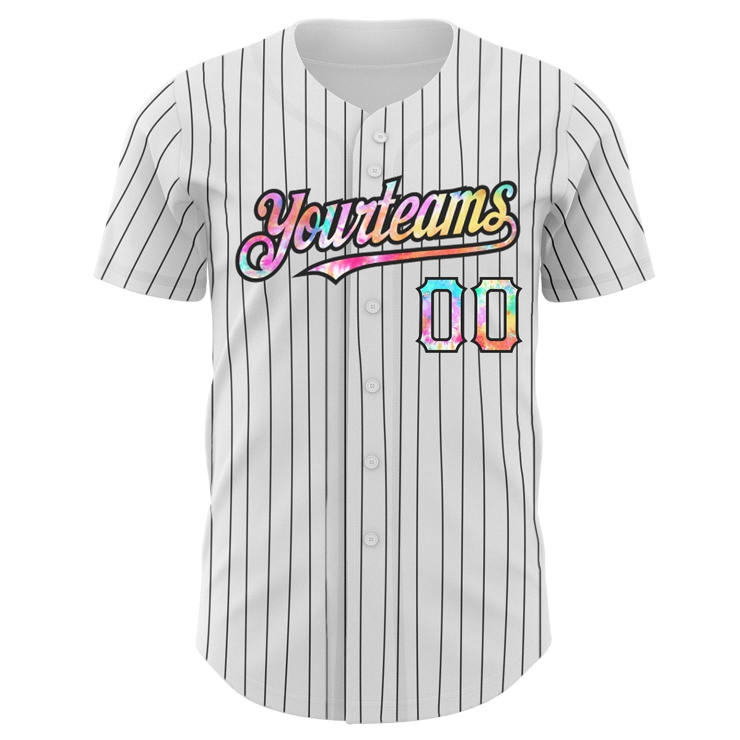 Custom White Black Pinstripe Tie Dye Authentic Baseball Jersey baseball jersey product view 2