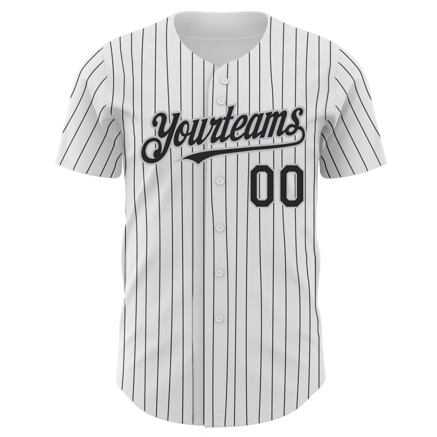 Custom White Black Pinstripe Gray Authentic Baseball Jersey baseball jersey product view 2