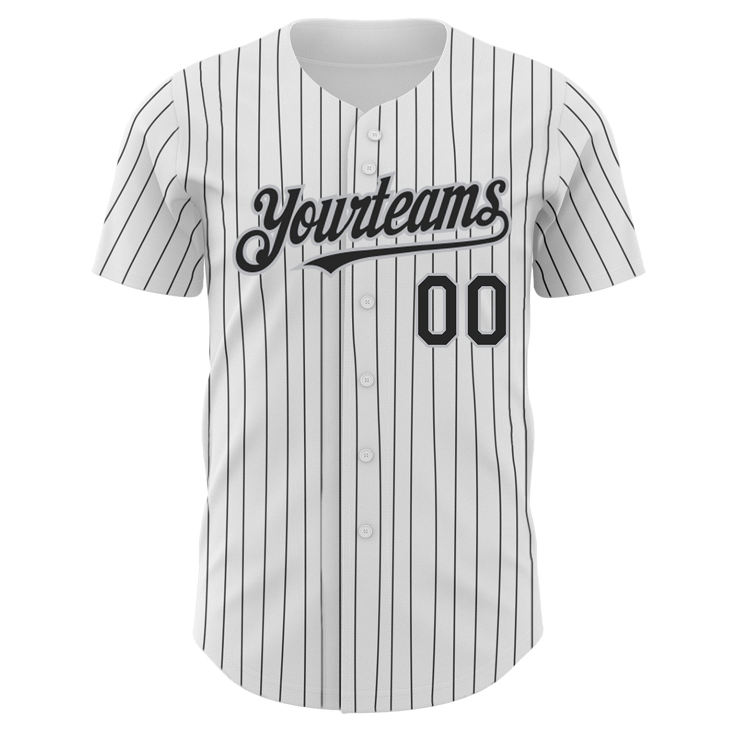 Custom White Black Pinstripe Gray Authentic Baseball Jersey baseball jersey product view 2
