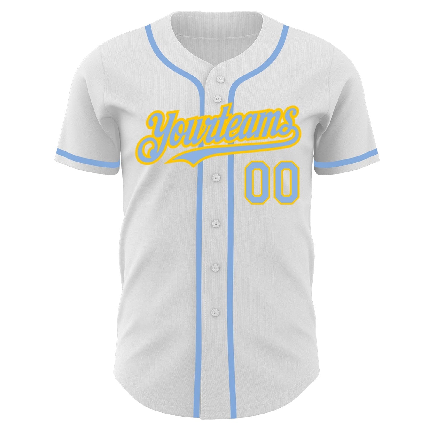 Custom White Light Blue-Yellow Authentic Baseball Jersey baseball jersey product view 2