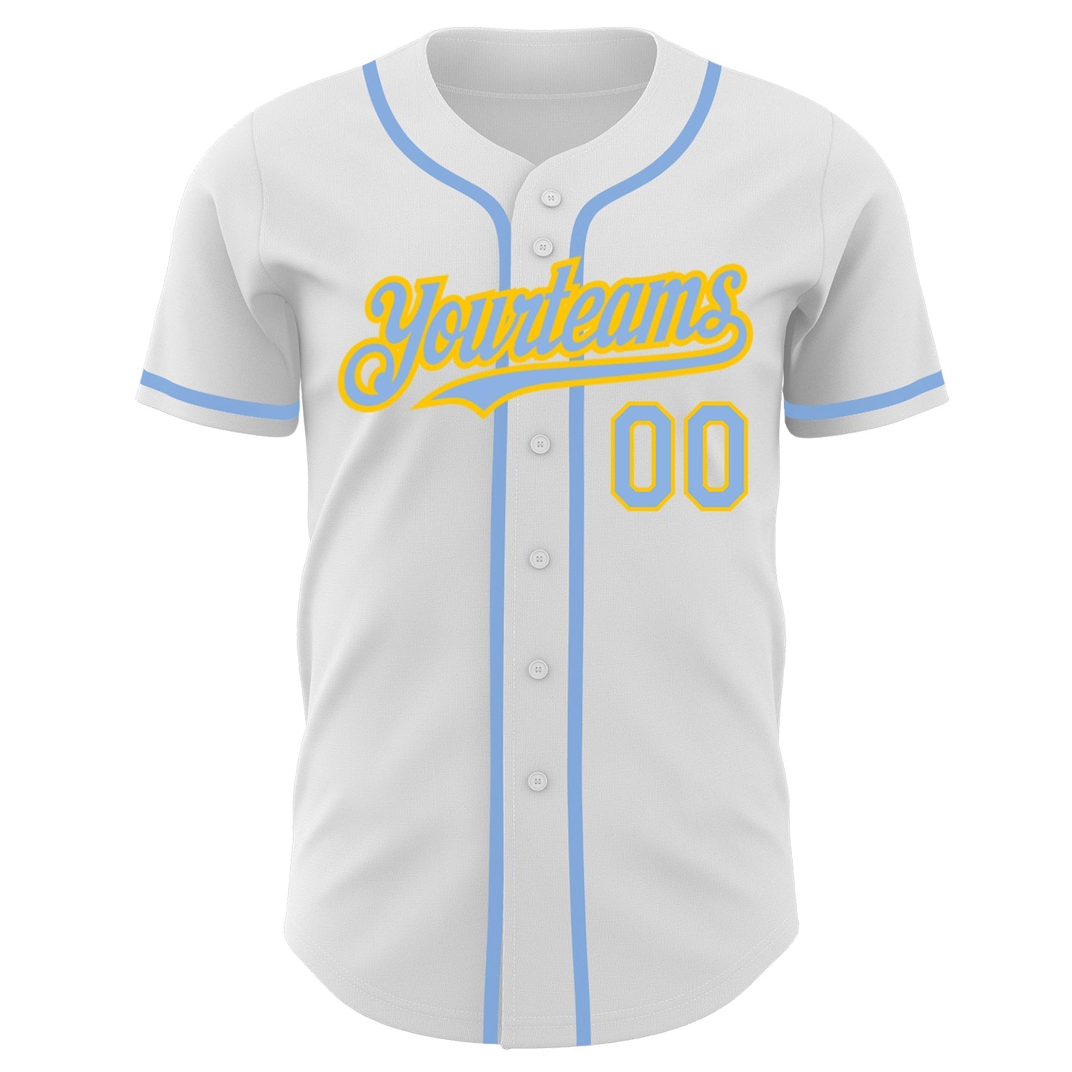 Custom White Light Blue-Yellow Authentic Baseball Jersey baseball jersey product view 2