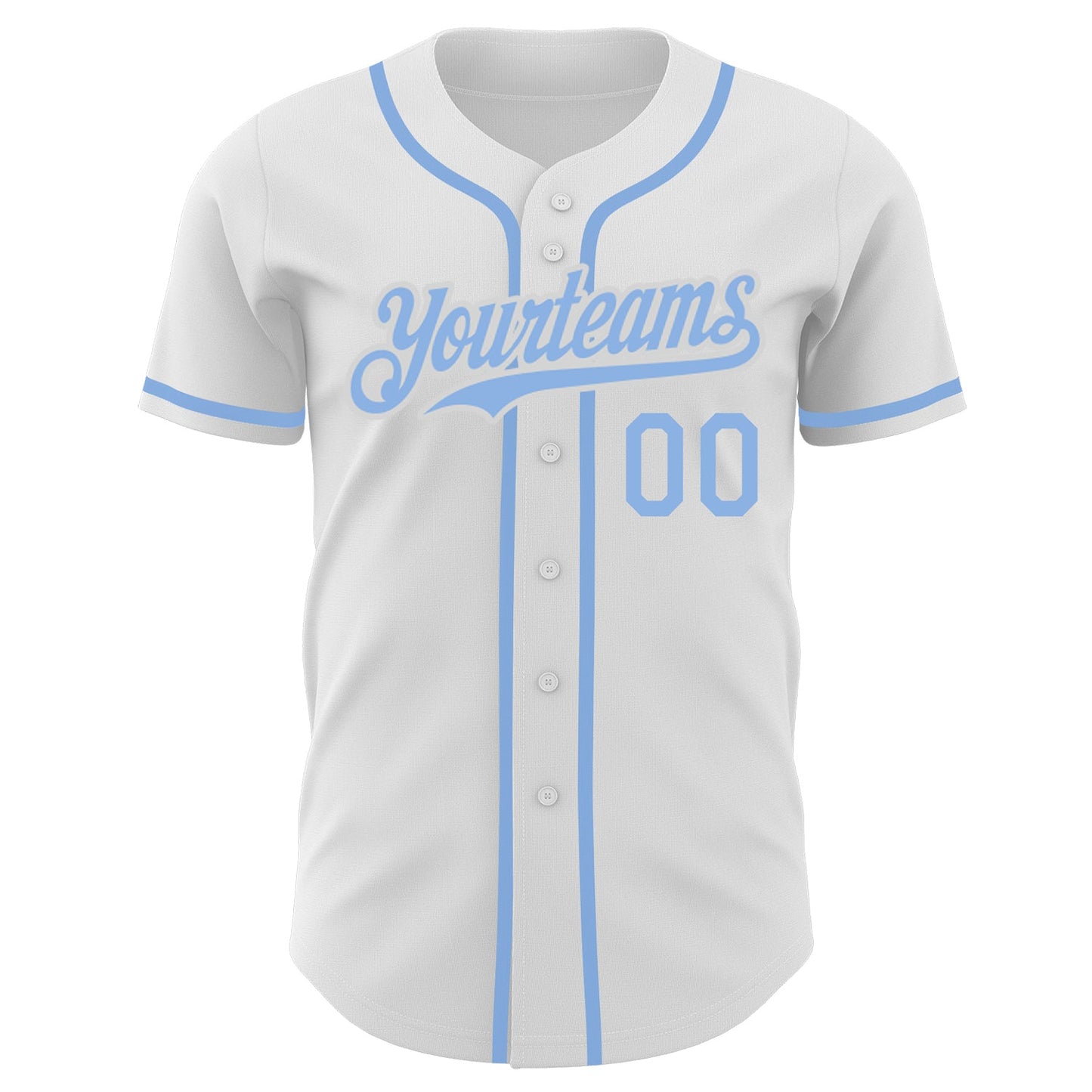 Custom White Light Blue Authentic Baseball Jersey baseball jersey product view 2