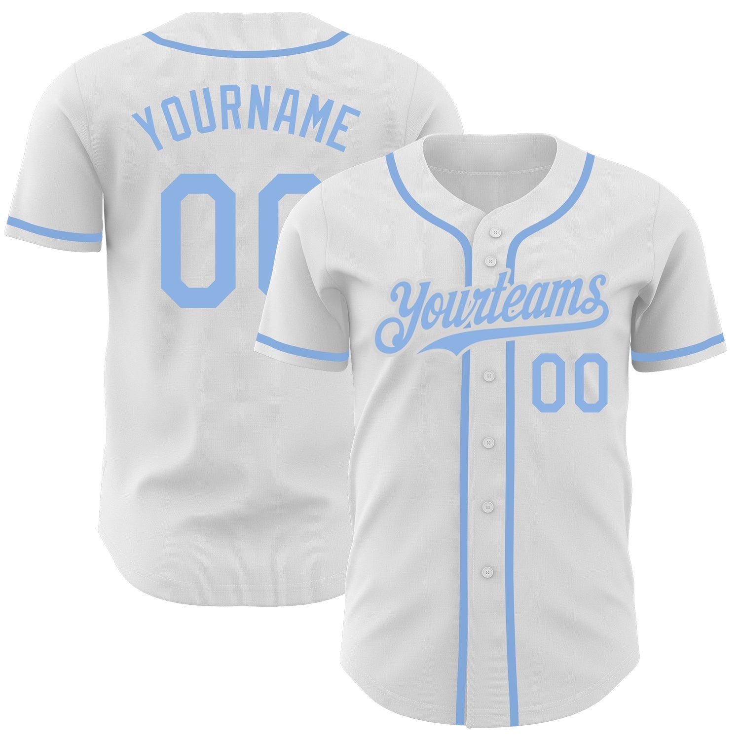 Custom White Light Blue Authentic Baseball Jersey baseball jersey product view 1