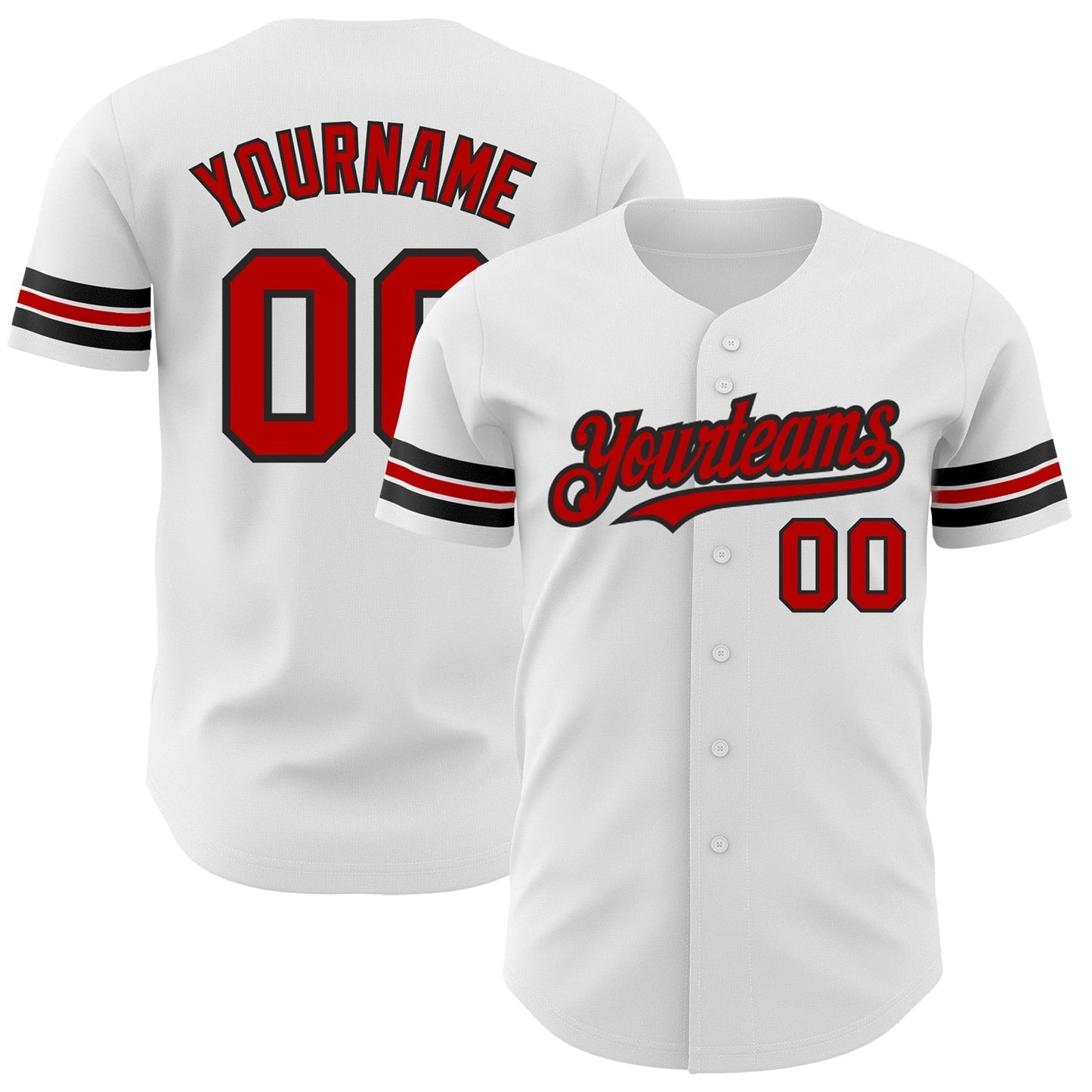 Custom White Red-Black Authentic Baseball Jersey baseball jersey product view 1