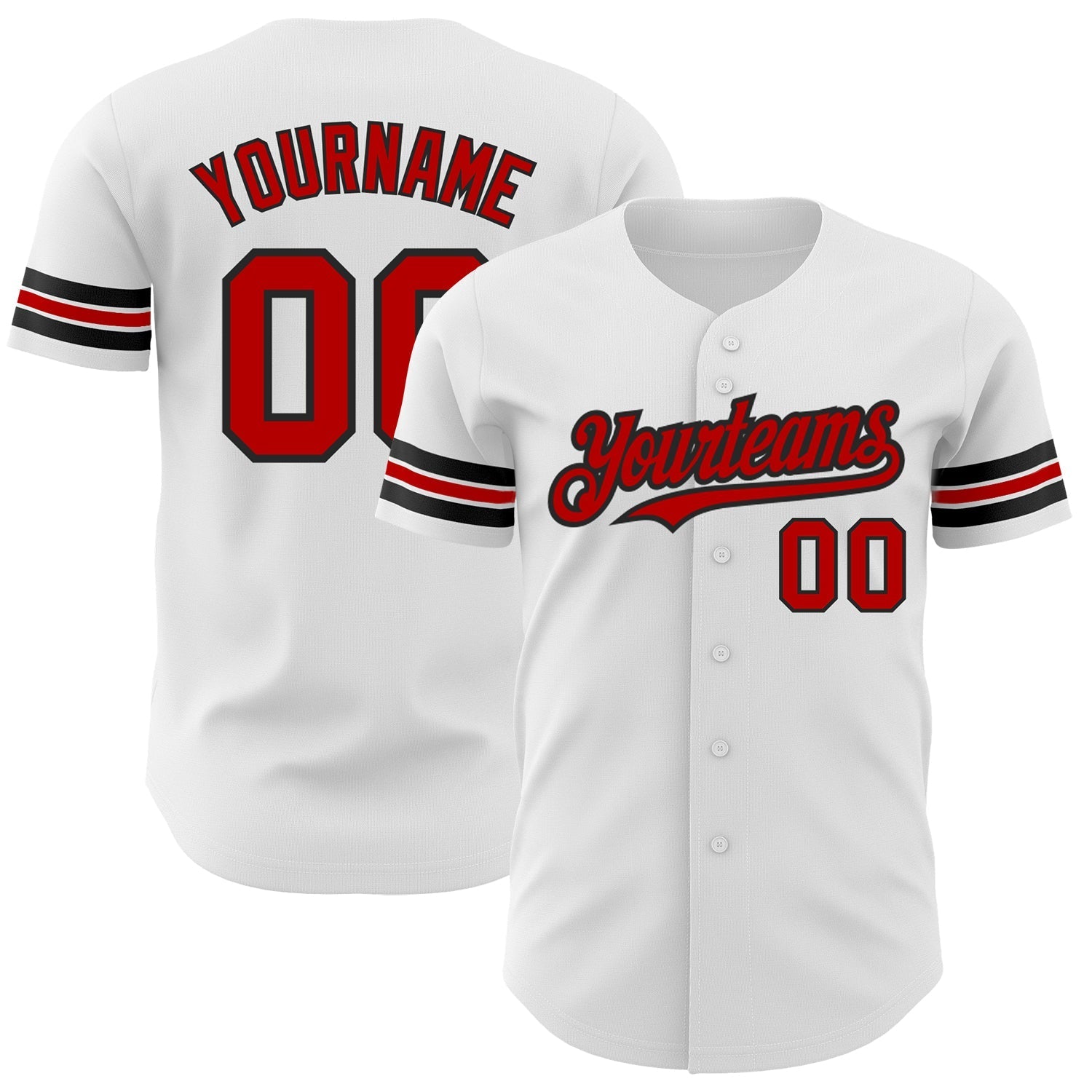 Custom White Red-Black Authentic Baseball Jersey baseball jersey product view 1
